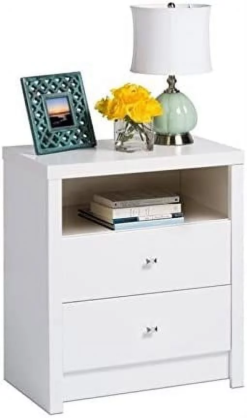 Bowery Hill Tall 2 Drawer Nightstand in White