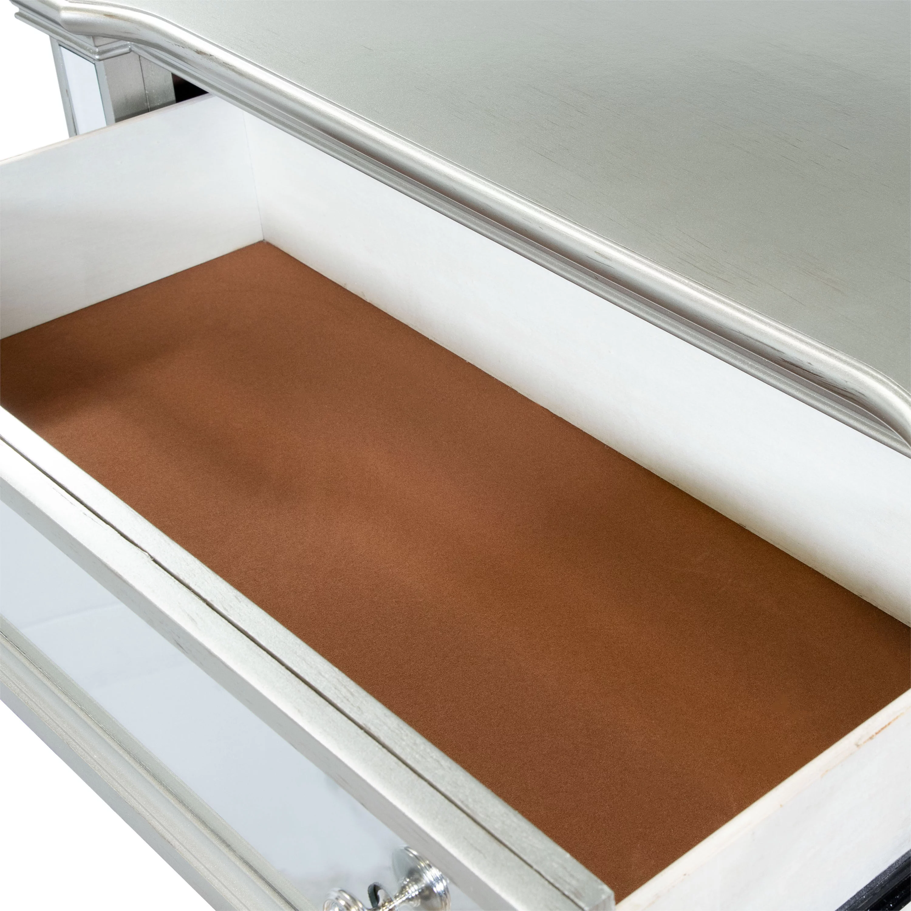 Furniture of America Farrah 5-Drawer Wood Chest Dresser in Silver Finish