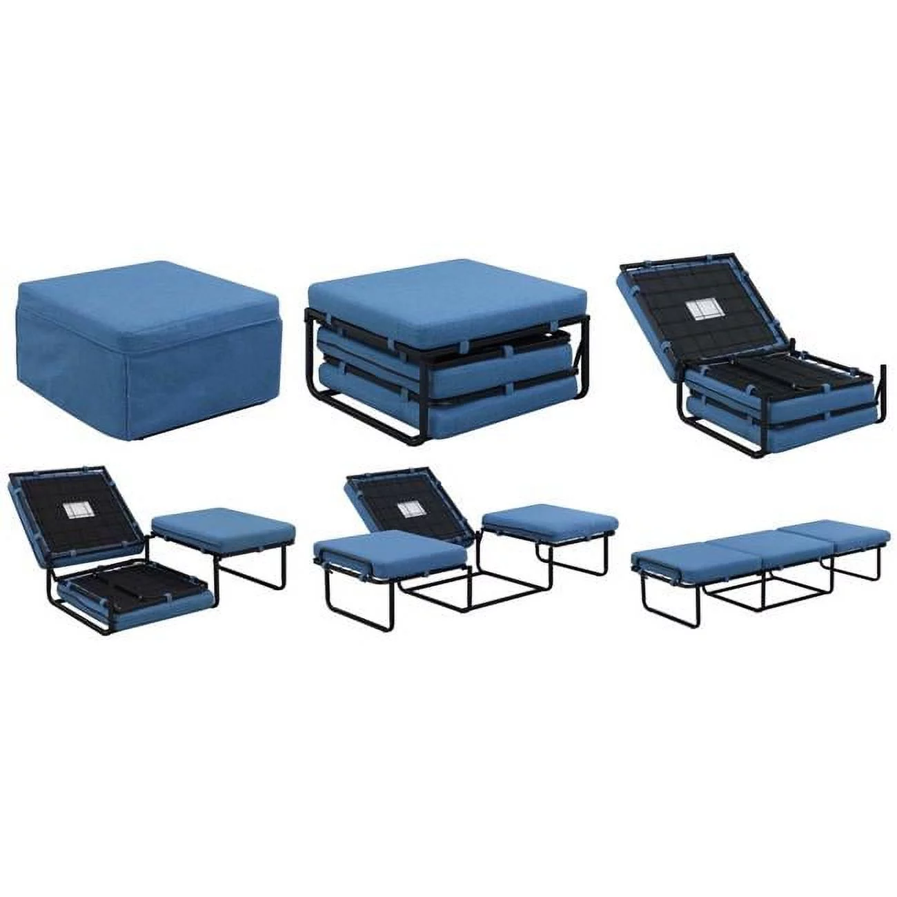 Designs4Comfort Folding Bed Ottoman, Soft Blue Fabric - 16.5 x 28.5 x 77.25 in.