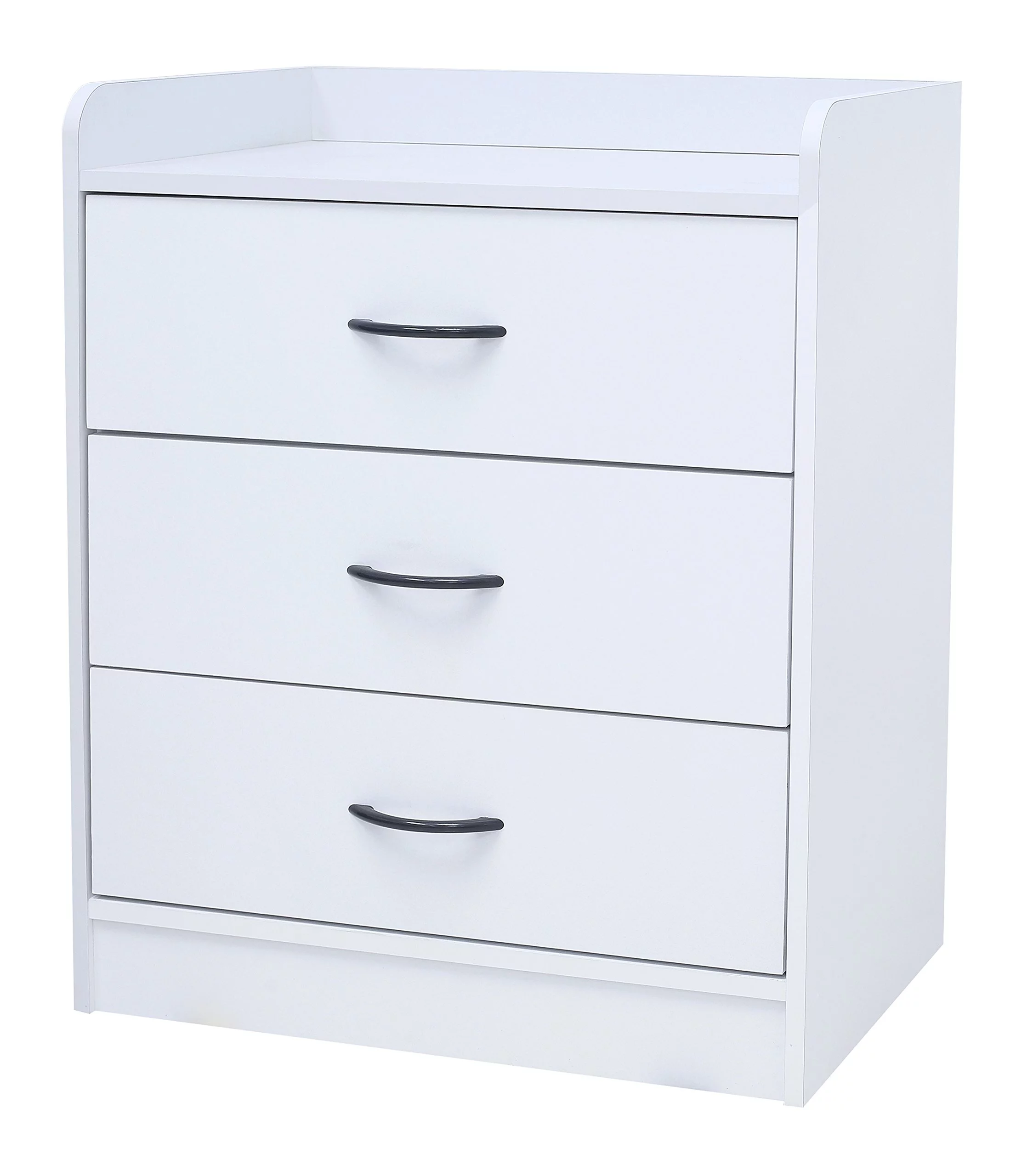 Kings Brand Furniture Simple Wood Chest with 3 Drawers & Top Lip, White