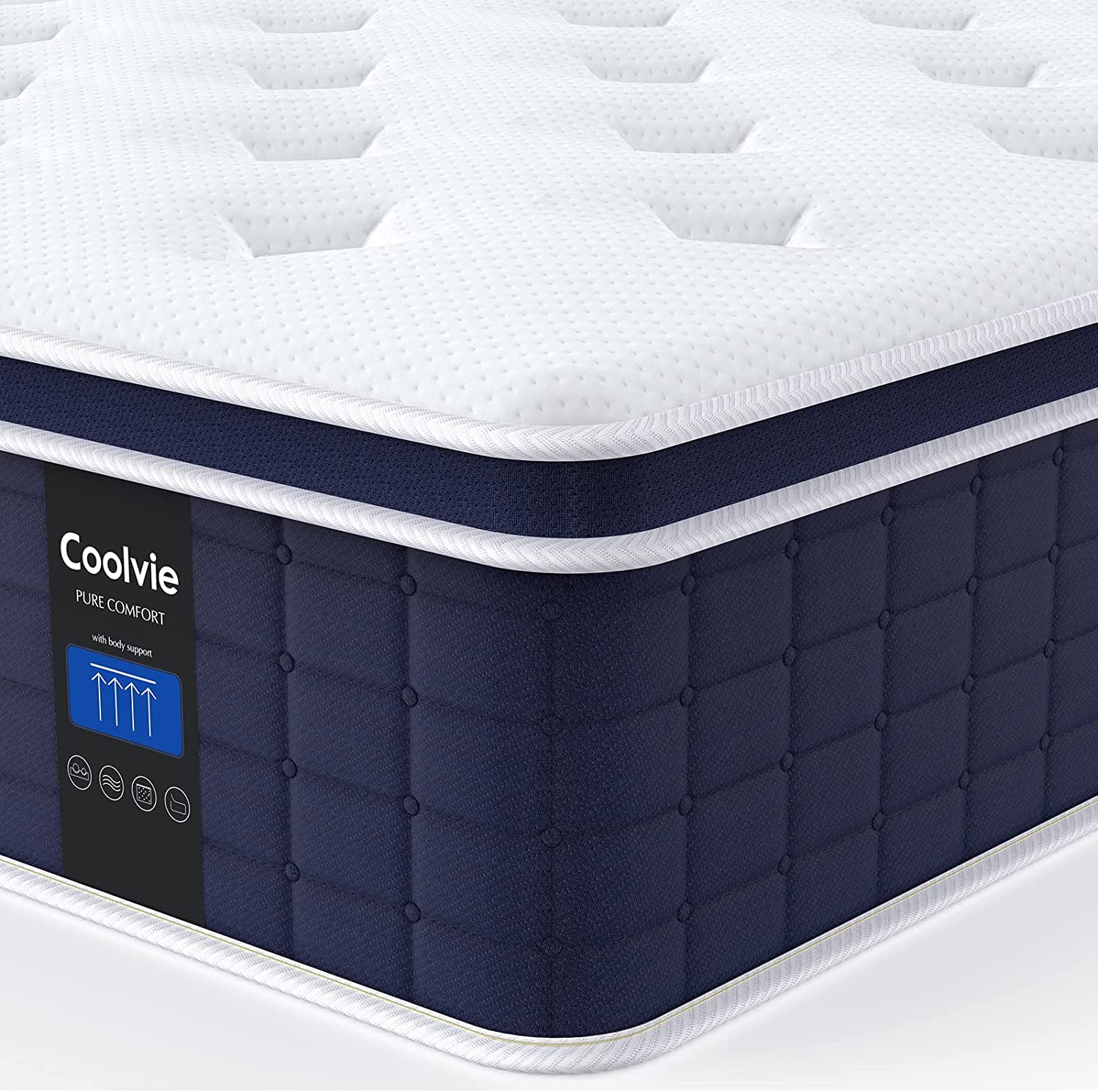 Coolvie Twin Mattress, 12 inch Hybrid Twin Mattress in a Box, with 3 Layer Premium Foam and Pocket Springs, Medium Firm Feel