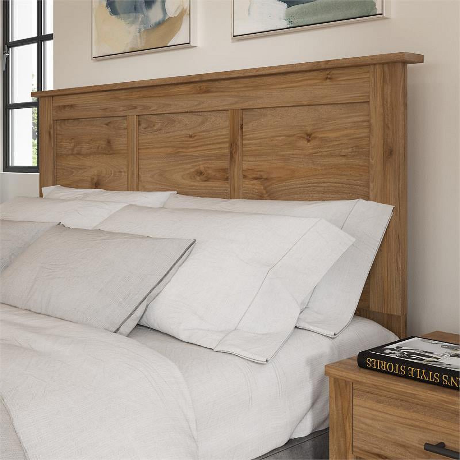 Pemberly Row Full/Queen Size Headboard in Fresh Walnut - Engineered Wood
