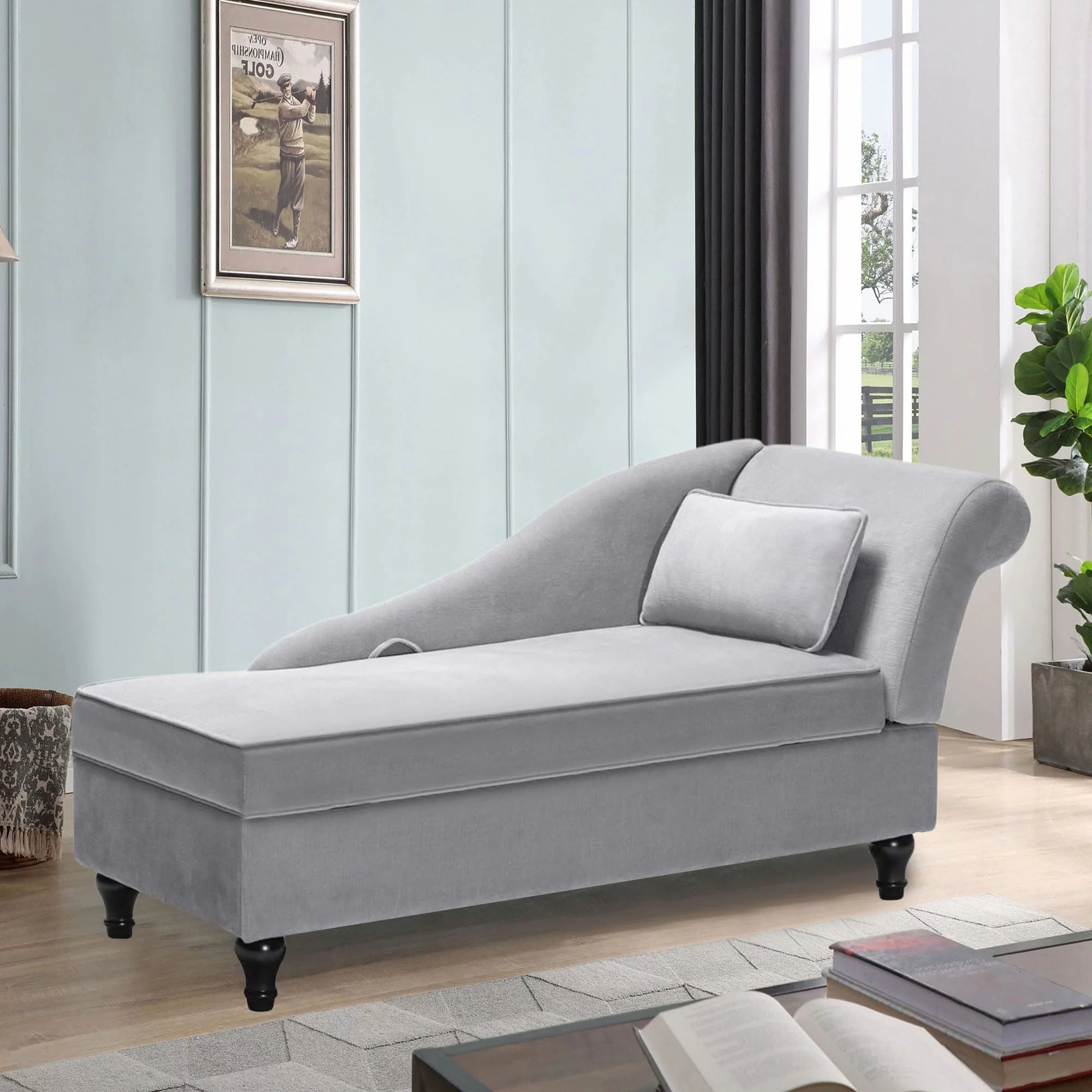 andeworld chaise lounge indoor Upholstered Sofa Recliner Lounge Chair for Living Room Bedroom Side Chairs Grey