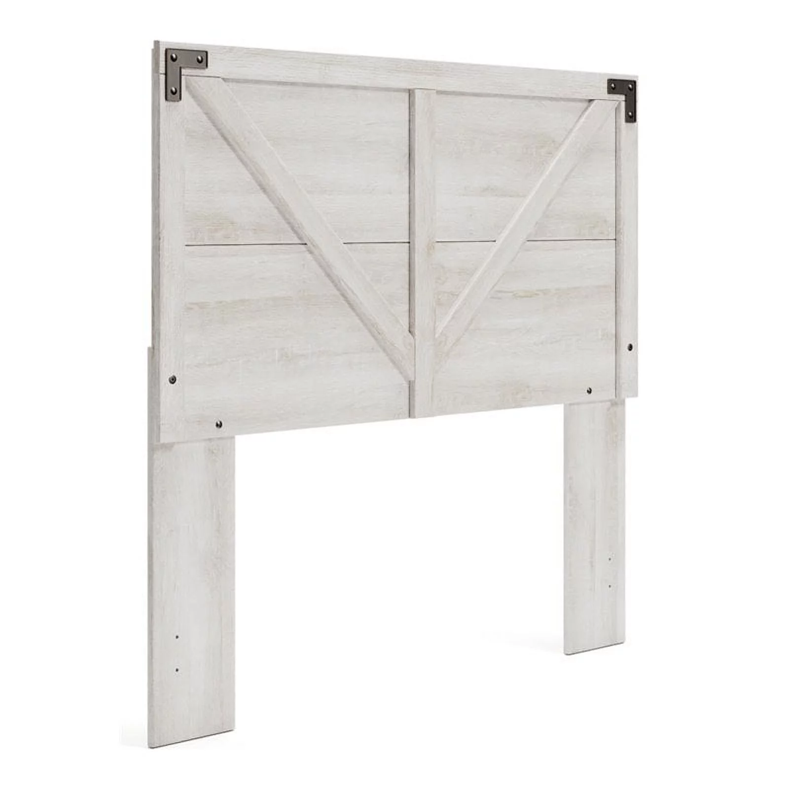 Home Square 2-Piece Set with Wood Headboard & Full Platform Bed in Whitewash