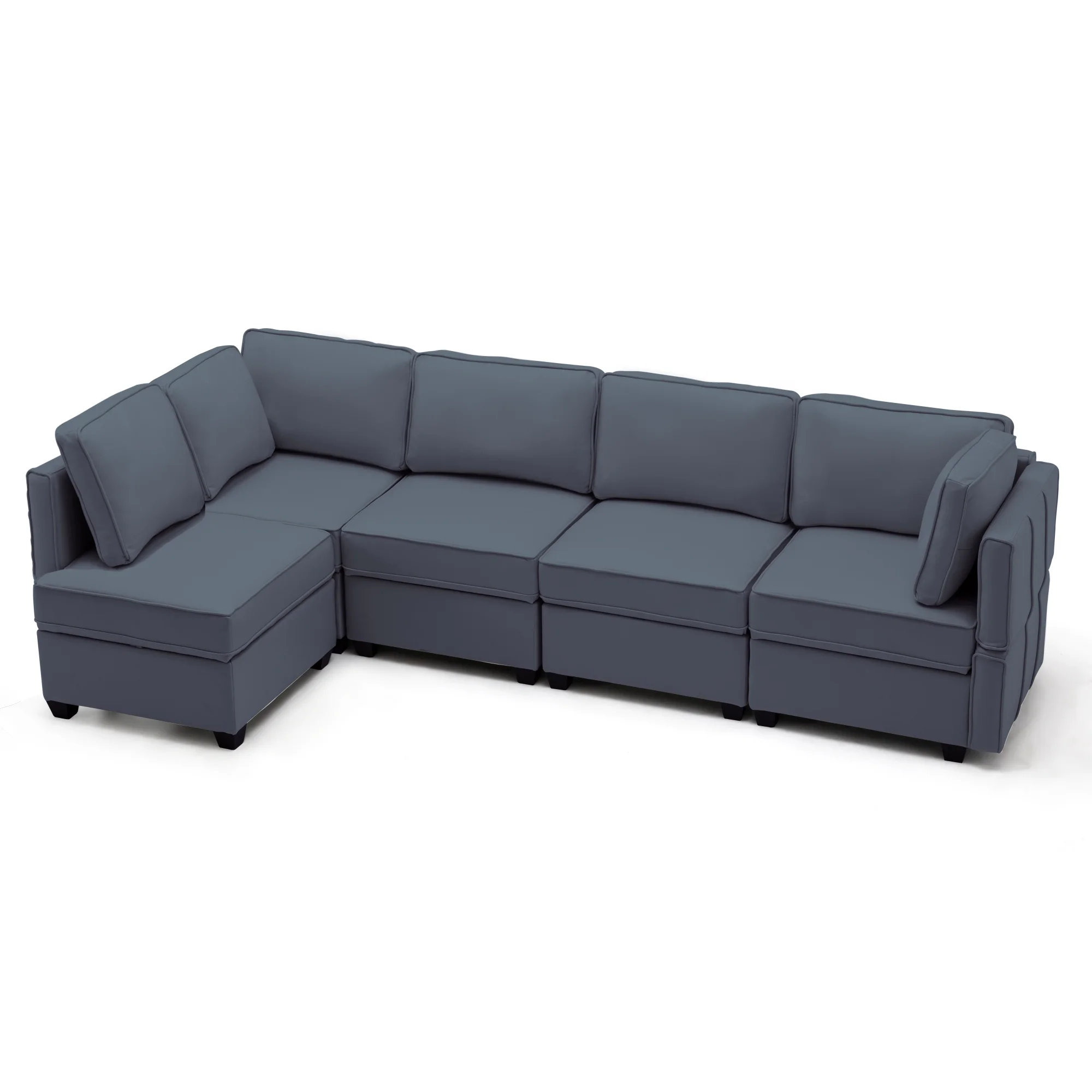 HOMREST Modular Sectional Sofa Reversible Sofa Couch with Storage Seats Modern Convertible Sleeper Sofa Adjustable Arm/Backrest for Living Room 5 Seater (Blue Gray)