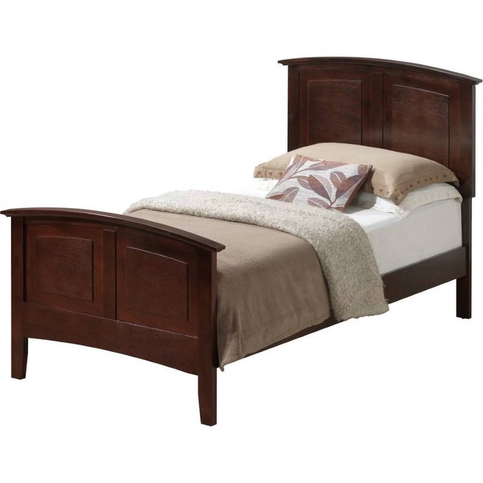 Home Square 2-Piece Set with Twin Panel Bed & 8-Drawer Dresser in Cappuccino