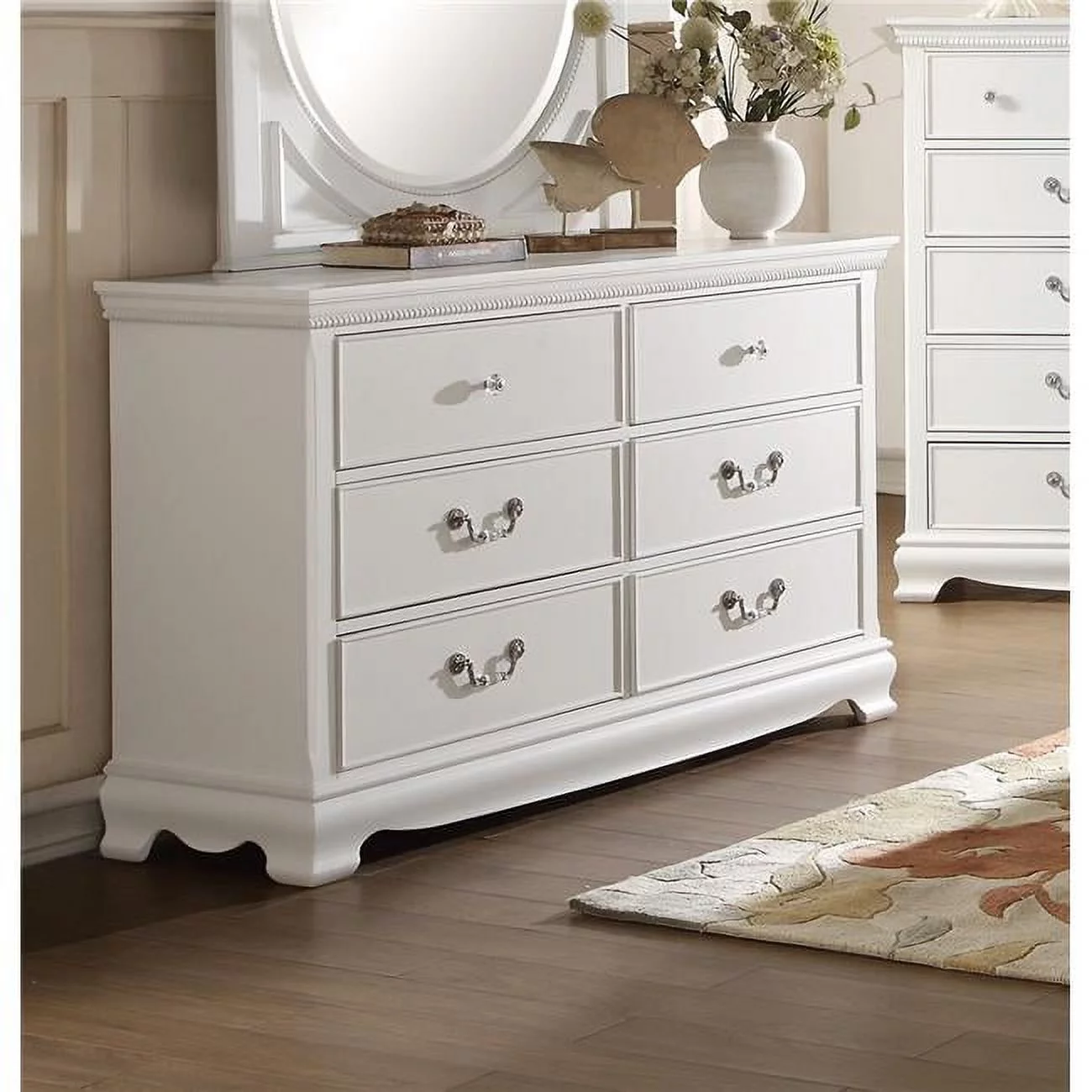 Home Elegance 2039W-5 33 x 17 x 54 in. Lucida Dresser - White