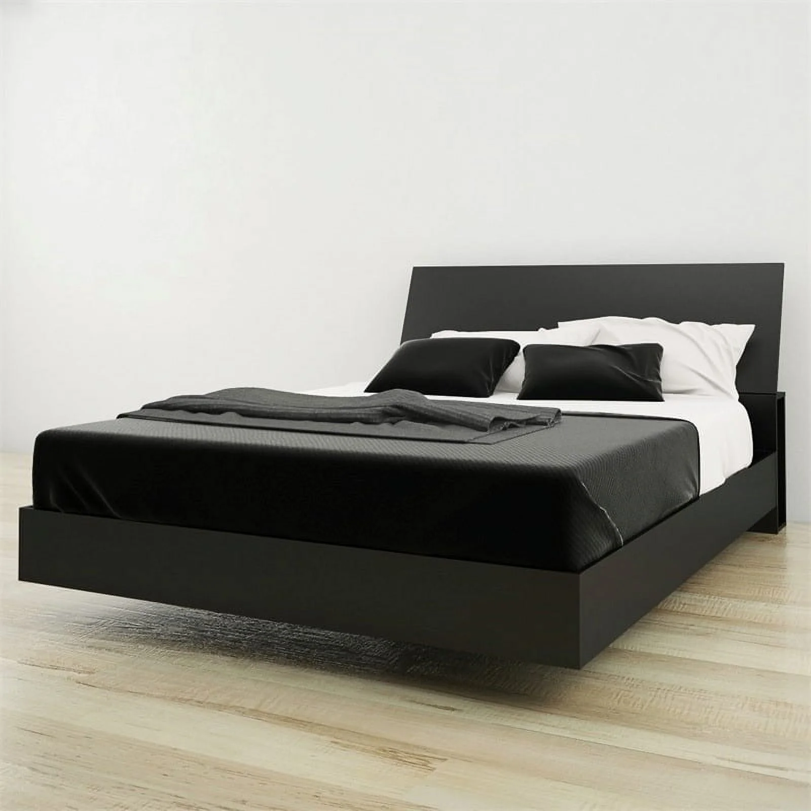 Pemberly Row Modern Wood 2 Piece Queen Size Bedroom Set in Black