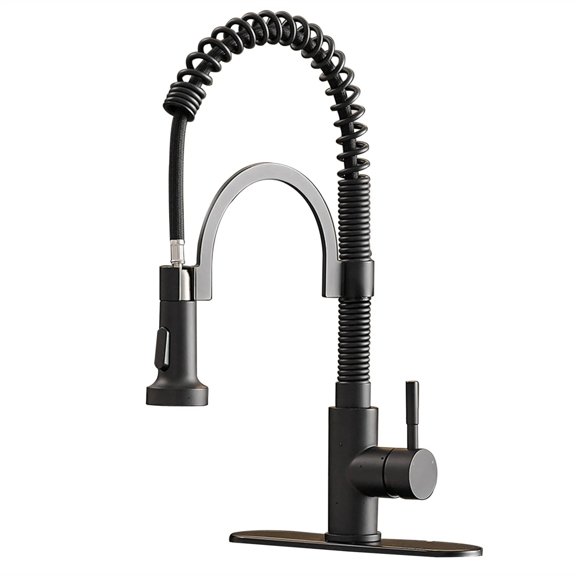 AWZTOO Commercial Kitchen Faucet With Pull Down Sprayer Single Handle Kitchen Sink Faucet Single Hole Modern Basin Vanity Taps Brushed Nickel Brushed,