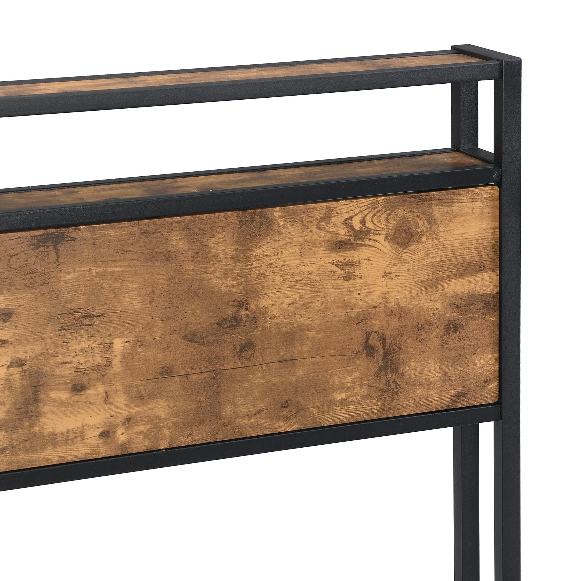 SogesPower King Size Metal Platform Bed Frame with Wooden Headboard and Footboard with USB LINER, No Box Spring Needed, Large Under Bed Storage, Easy Assemble