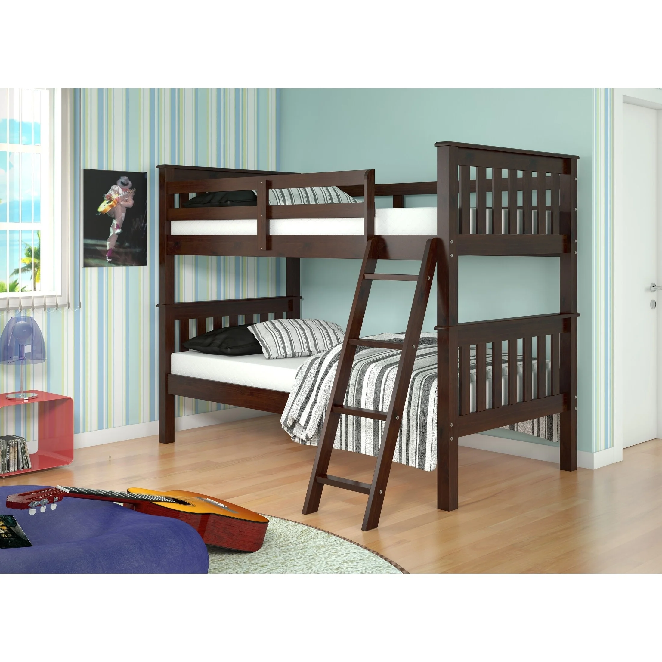 Pivot Direct PD-120-1E-TT Twin Size Mission Bunk Bed with Tilt Ladder - Light Espresso