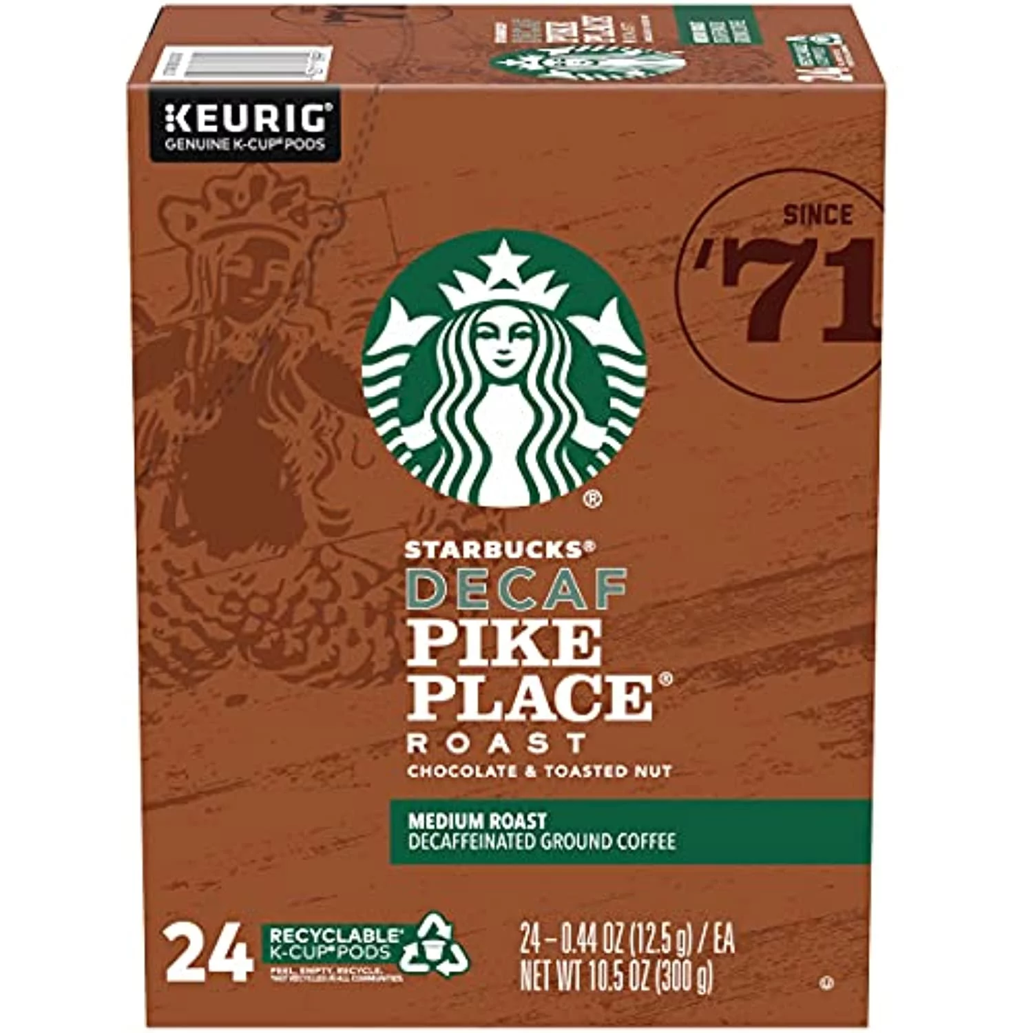 Starbucks Decaf Pike Place Roast, K-Cup For Keurig Brewers, 96 Count