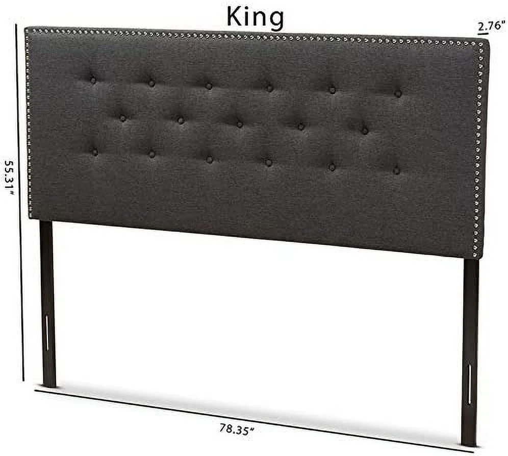Windsor Tufted King Panel Headboard in Dark Gray Fabric