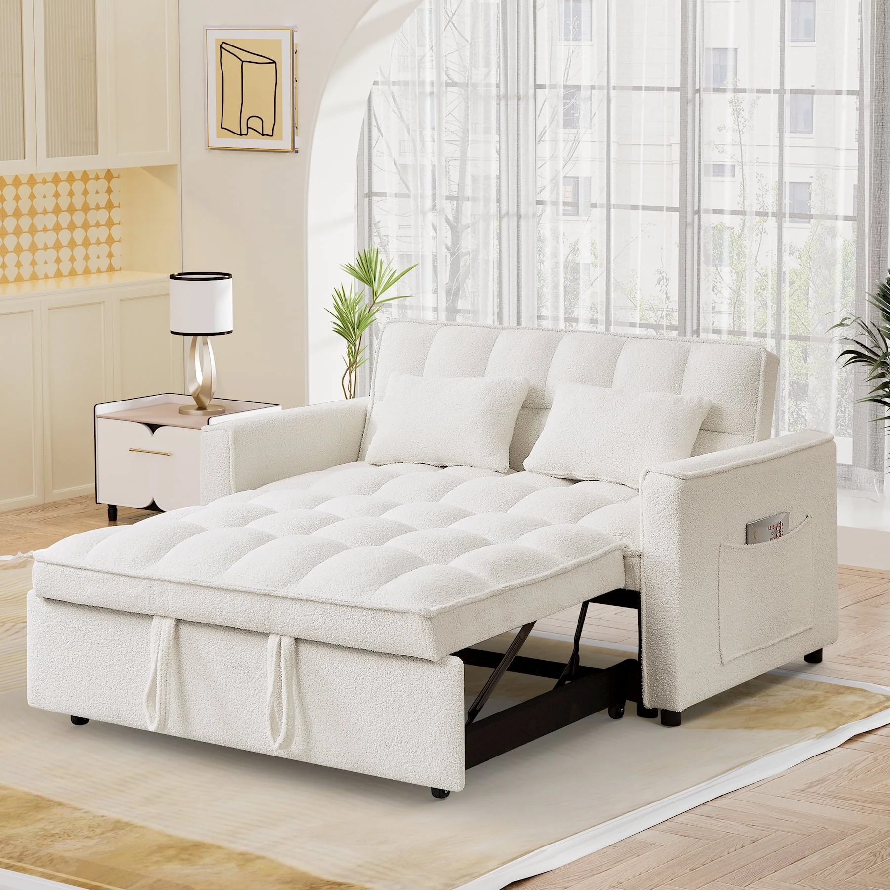 Convertible Sofa Bed with Pull Out Sofa Bed,55