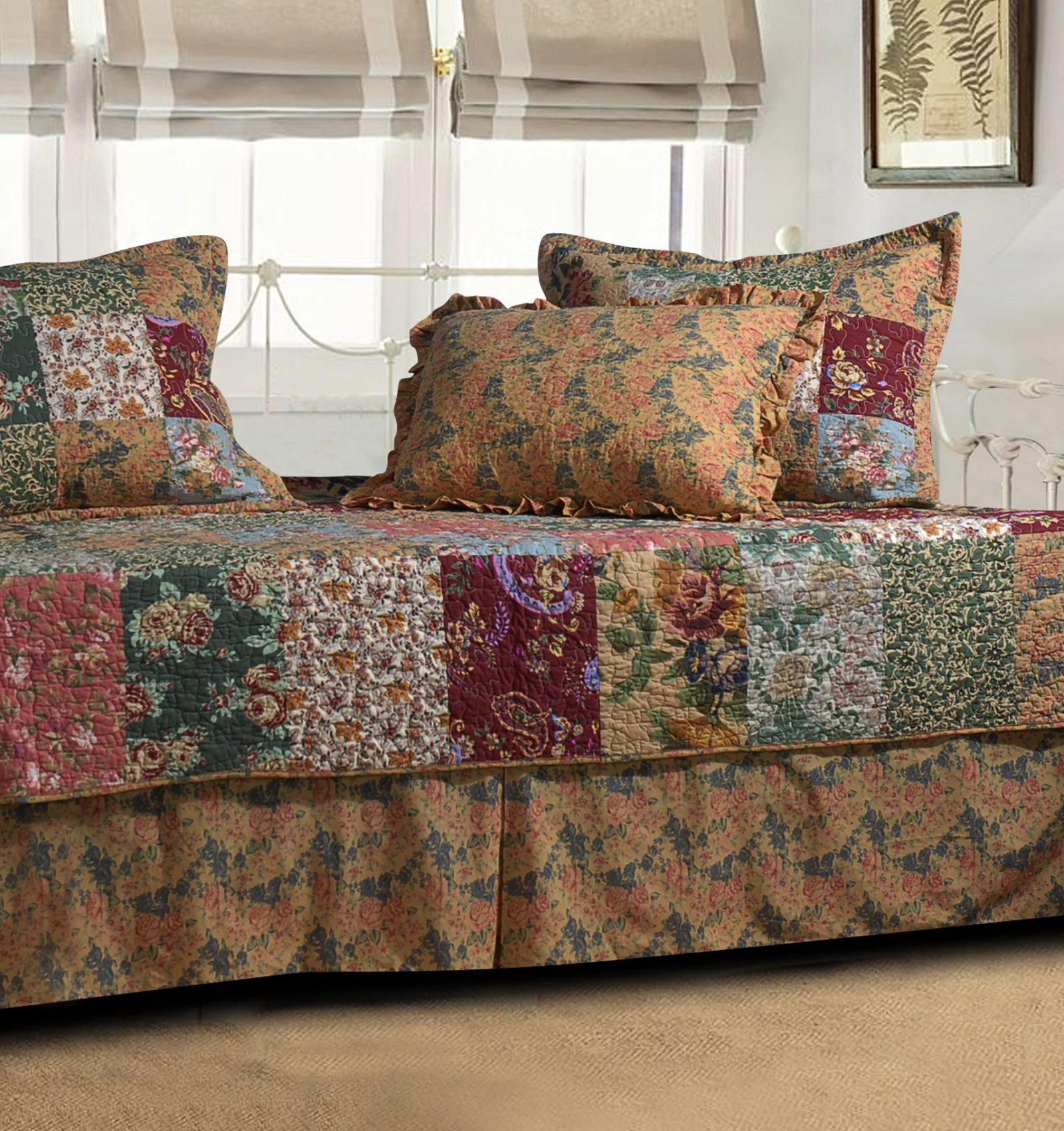 Greenland Home Fashions Antique Chic 100% Cotton Authentic Patchwork 5-Piece Daybed Set