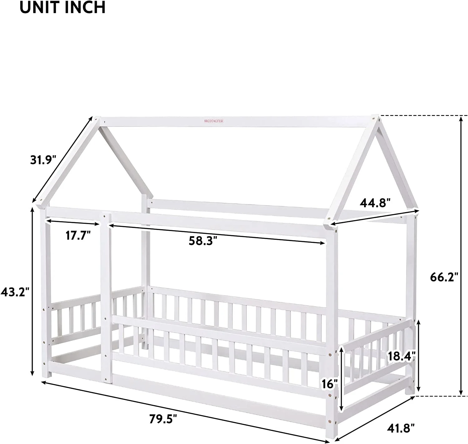 House Bed, Metal Platform Bed With Headboard And Footboard, Box Spring Needed, For Toddlers, Kids, Teens, Girls, Boys (Black)