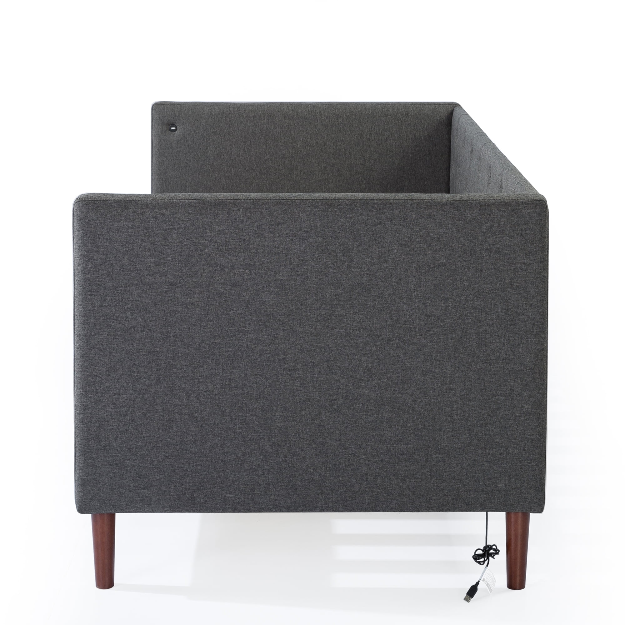 Ember Interiors Shalini Upholstered Daybed with USB Ports, Twin, Dark Gray