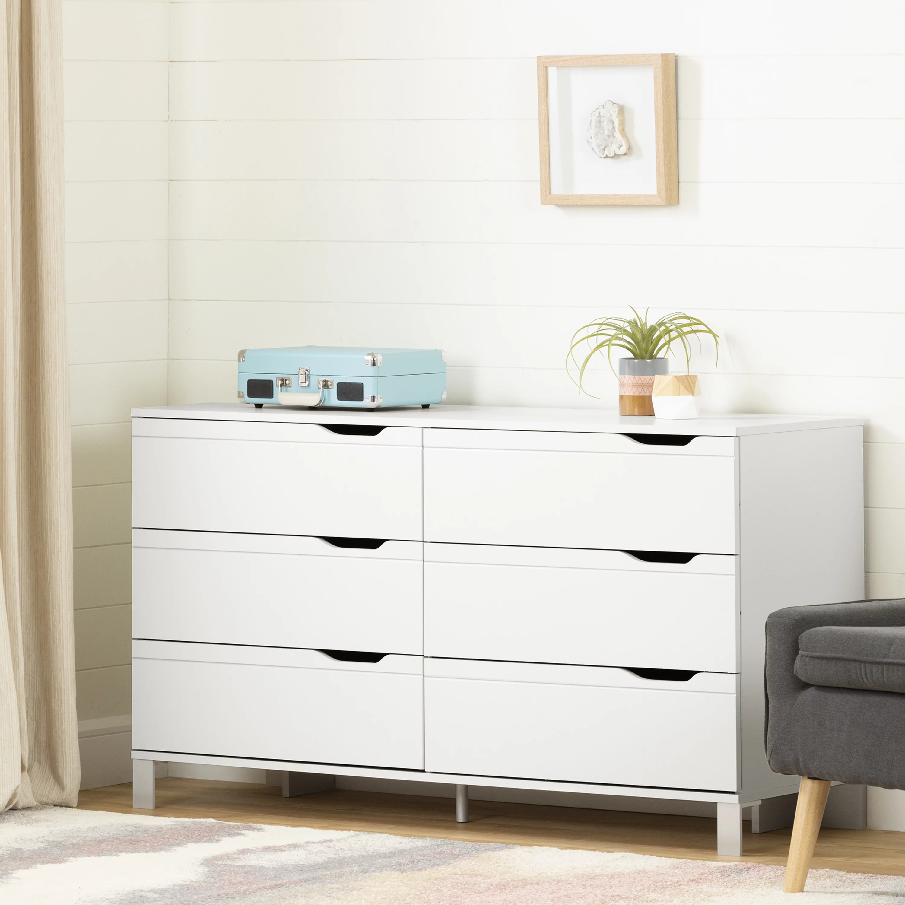 Kanagane 6-Drawer Double Dresser White