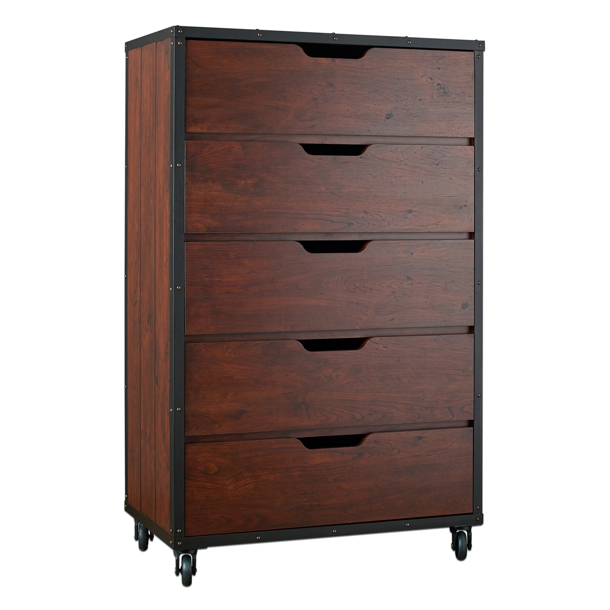 Furniture of America Christian Wood Chest with Casters, Vintage Walnut