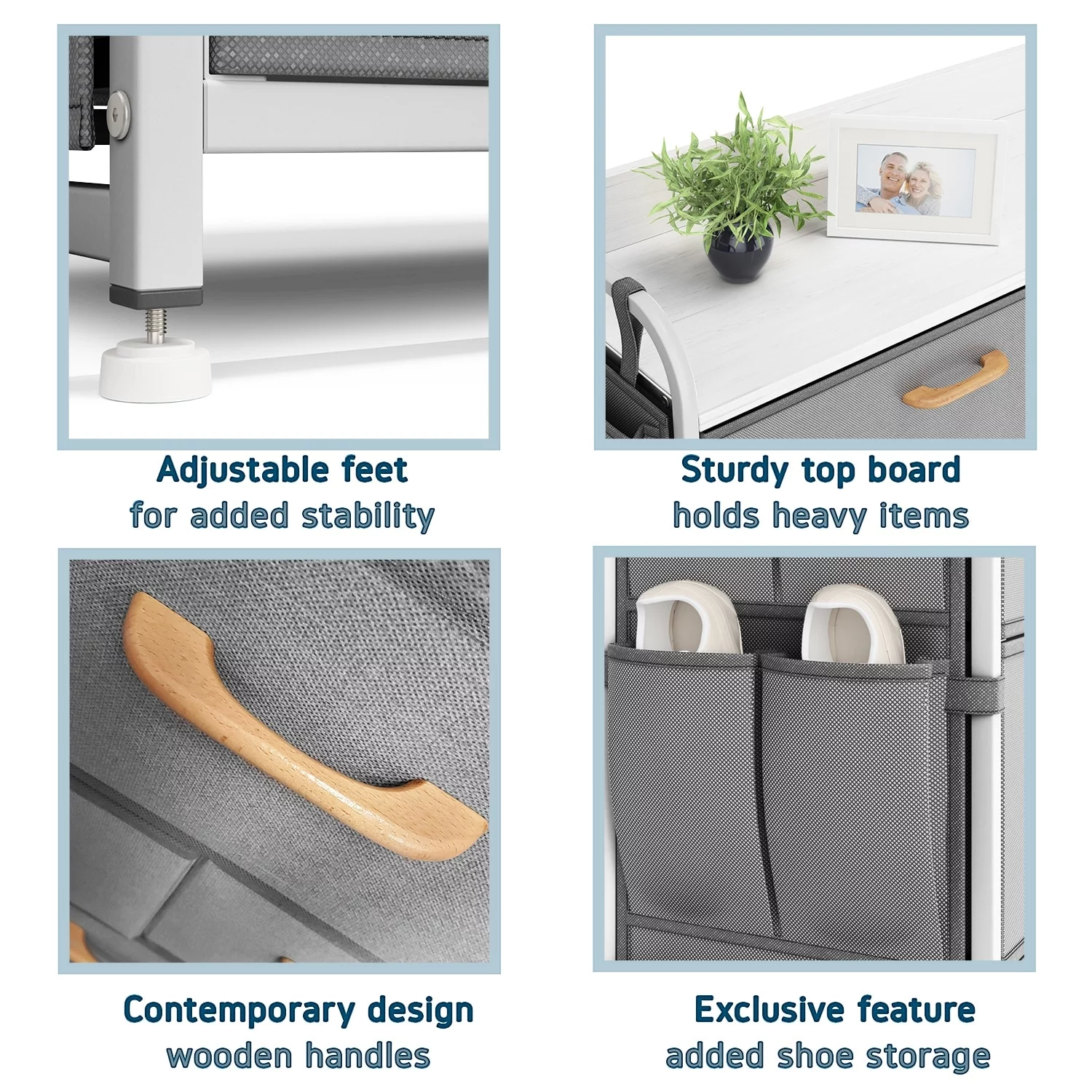 Nestl  Dresser Organizer with Drawers - Fabric Furniture Storage for Bedroom, Office, & Playroom with Handles & Textured Wood Top 31.5