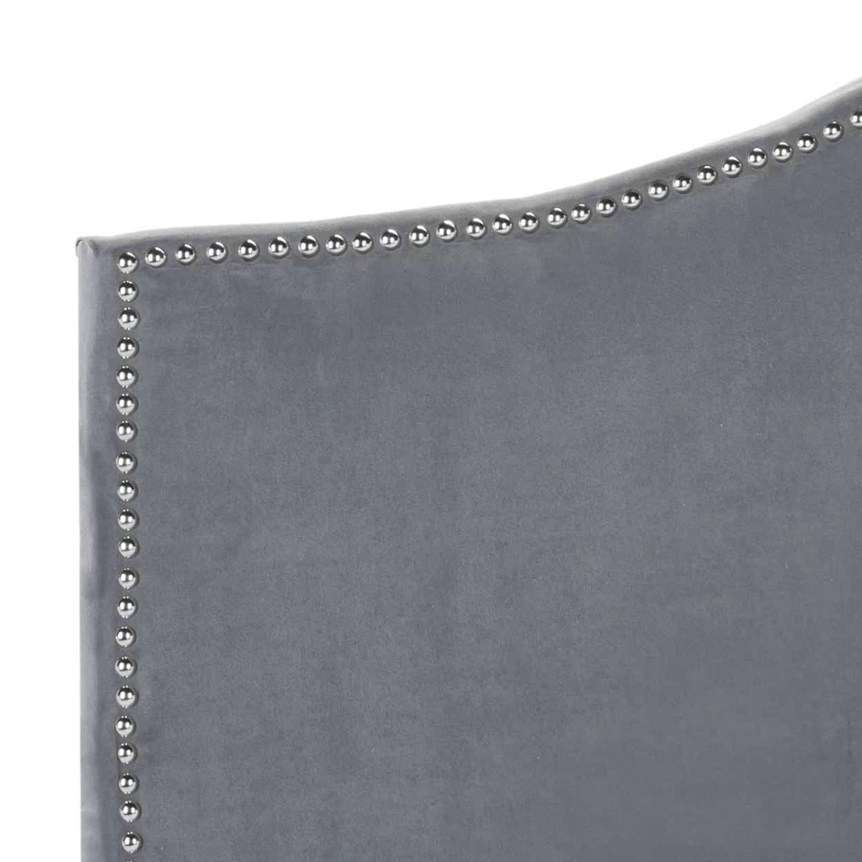 SAFAVIEH Connie Velvet Headboard Silver Nail Head Grey Full