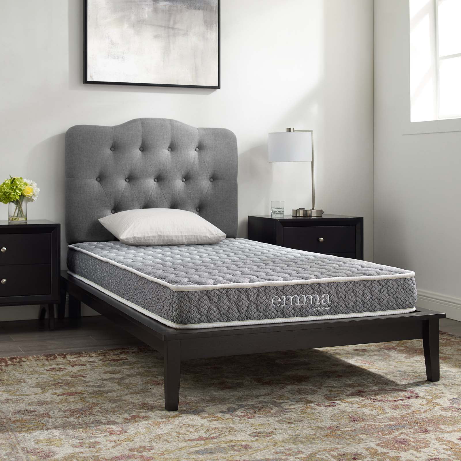 6inch Mattress, Narrow Twin Size, Gray, Modern Contemporary Urban Design, Bedroom