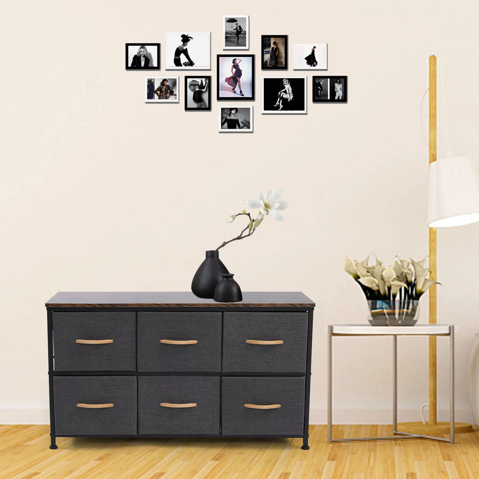 SamyoHome 2-Tier 6-Drawer Fabric Dresser Tower Storage Organizer Unit for Closets, Dorm Room, Living Room