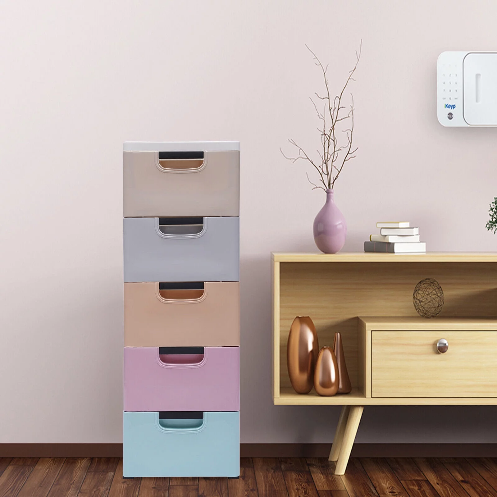 5 Tier Multicolor 5 Drawers Dresser, Drawer Storage Cabinet, Sorting Storage Cabinet, Closet Organizer Unit for Apartment or Family, 15.75*11.81*33.07in
