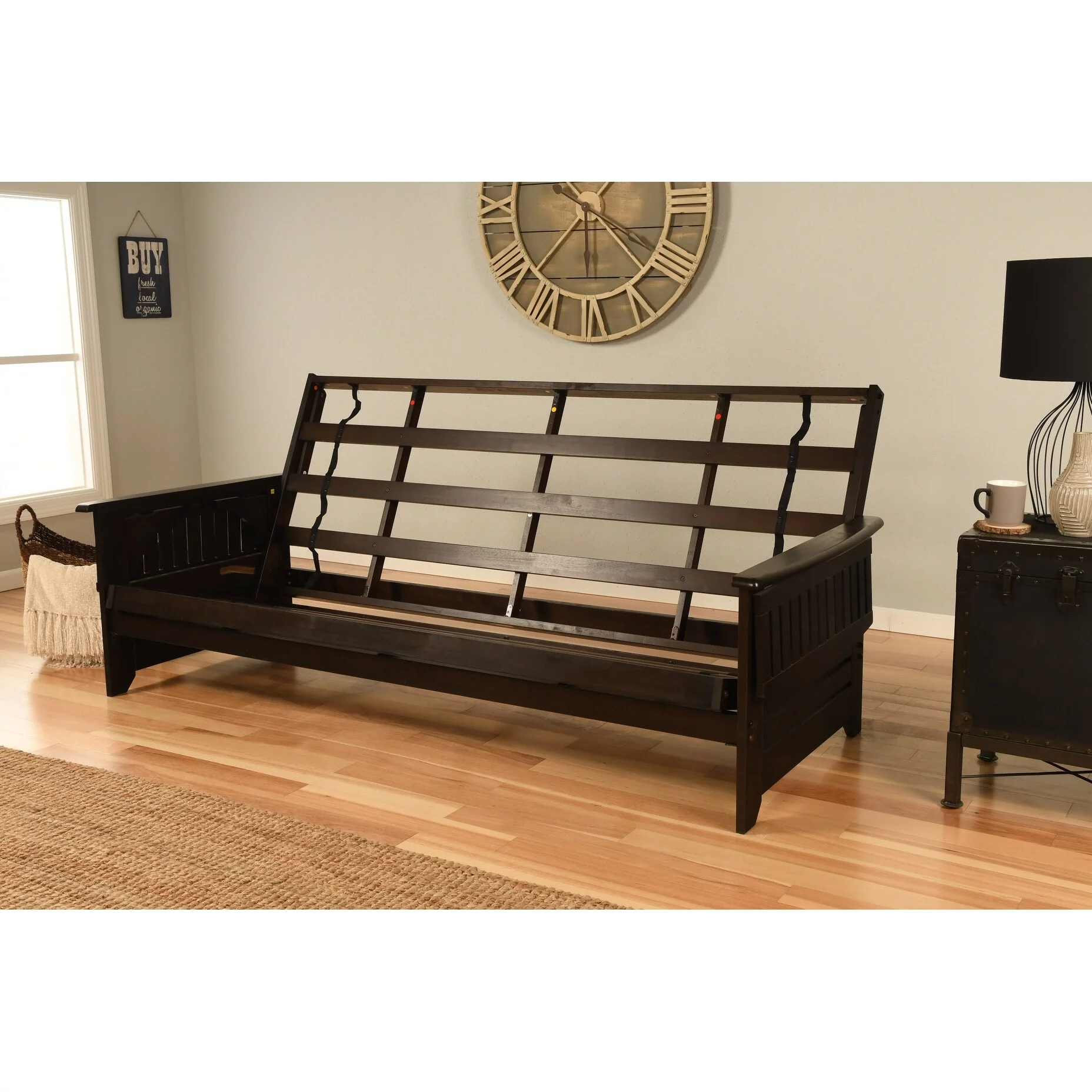 Kodiak Furniture Phoenix Queen-size Espresso Wood Futon-Linen Cocoa Mattress