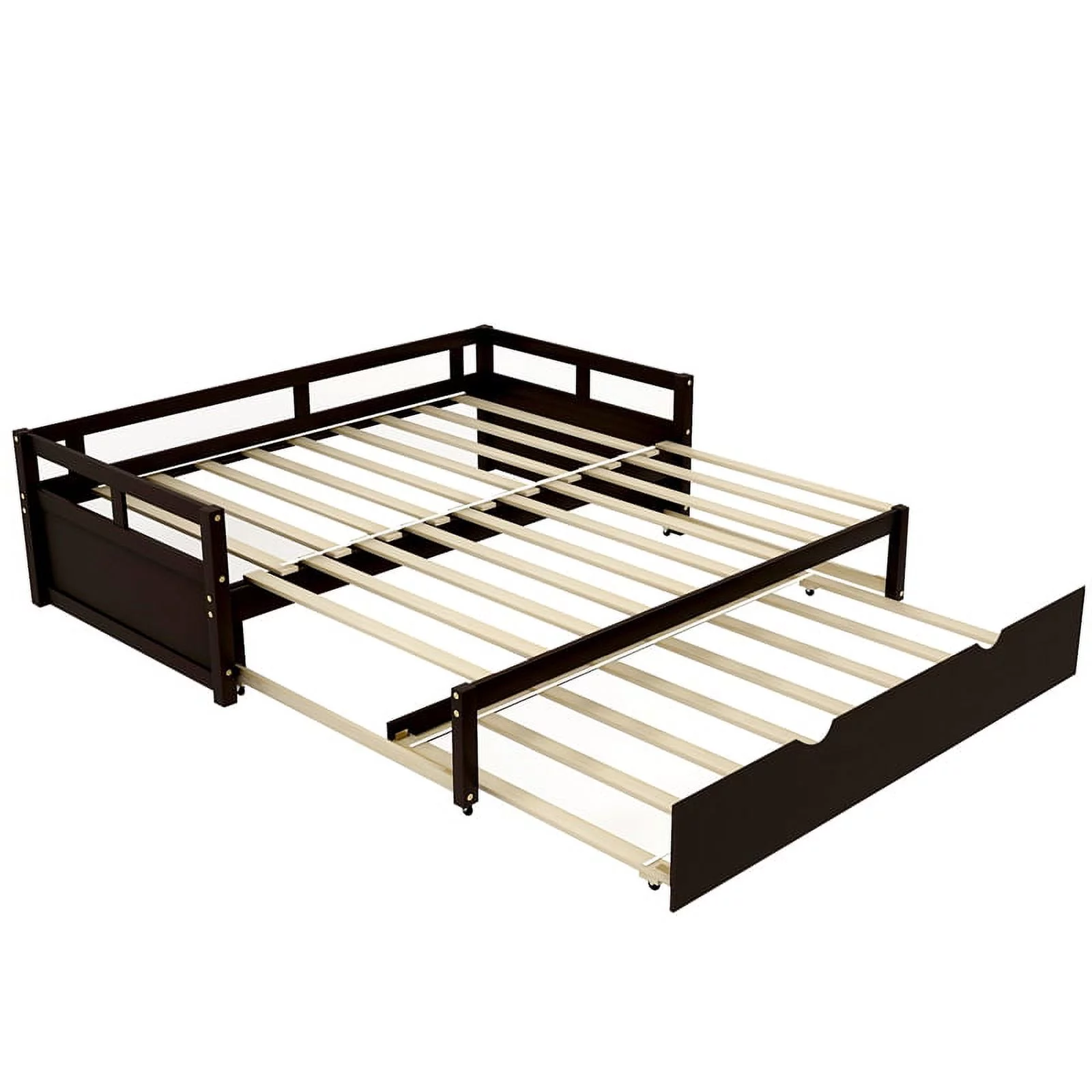 CRO Decor Extending Daybed with Trundle Wooden Daybed with Trundle (Espresso)