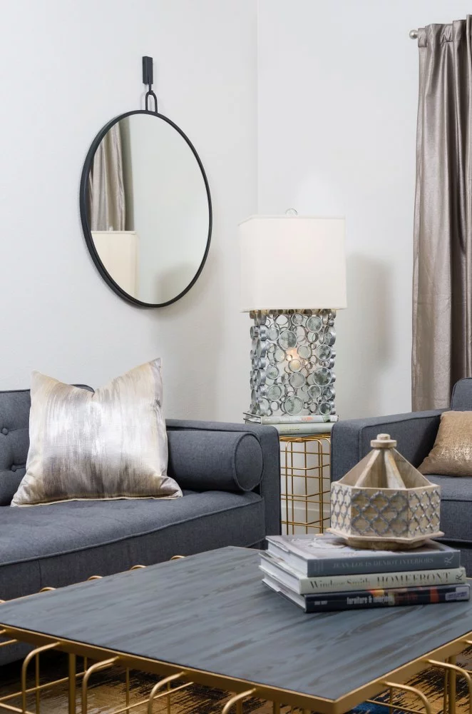 407A01GO-Varaluz Lighting-Stopwatch - 30 Inch Round Accent Mirror-Gold Finish