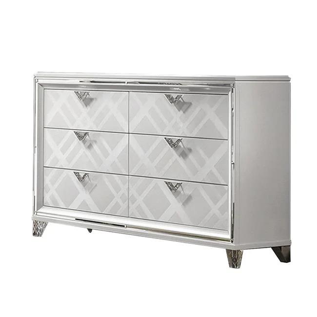 64 in. Beli 6 Drawer Wide Dresser Chest, Crisp White