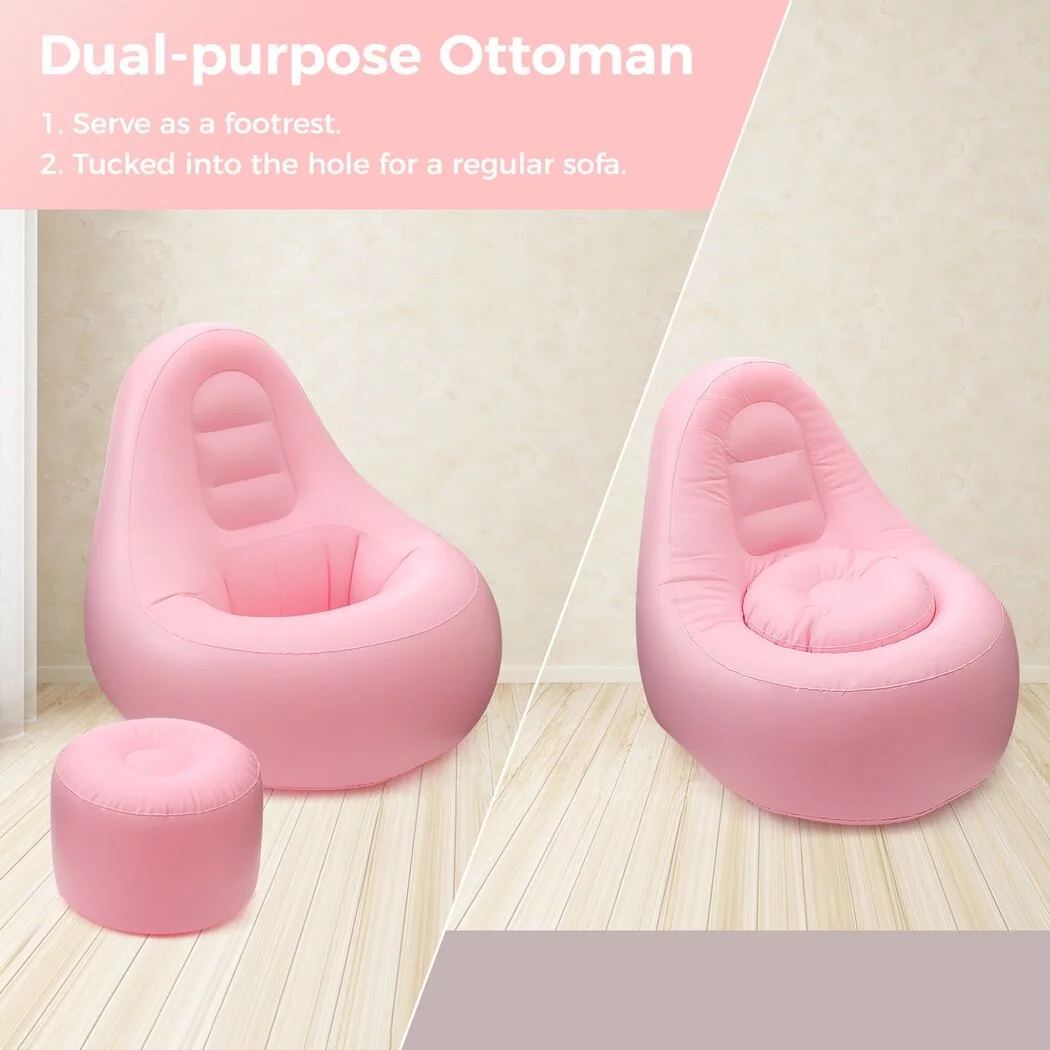 BBL Chair Inflatable Sofa, Lounge Sofa with Ottoman for After Brazilian Butt Lift Surgery Recovery, Inflatable BBL Sofa with Hole for Fast Lipo Surgery, Blow Up Air Chair Modern Furniture