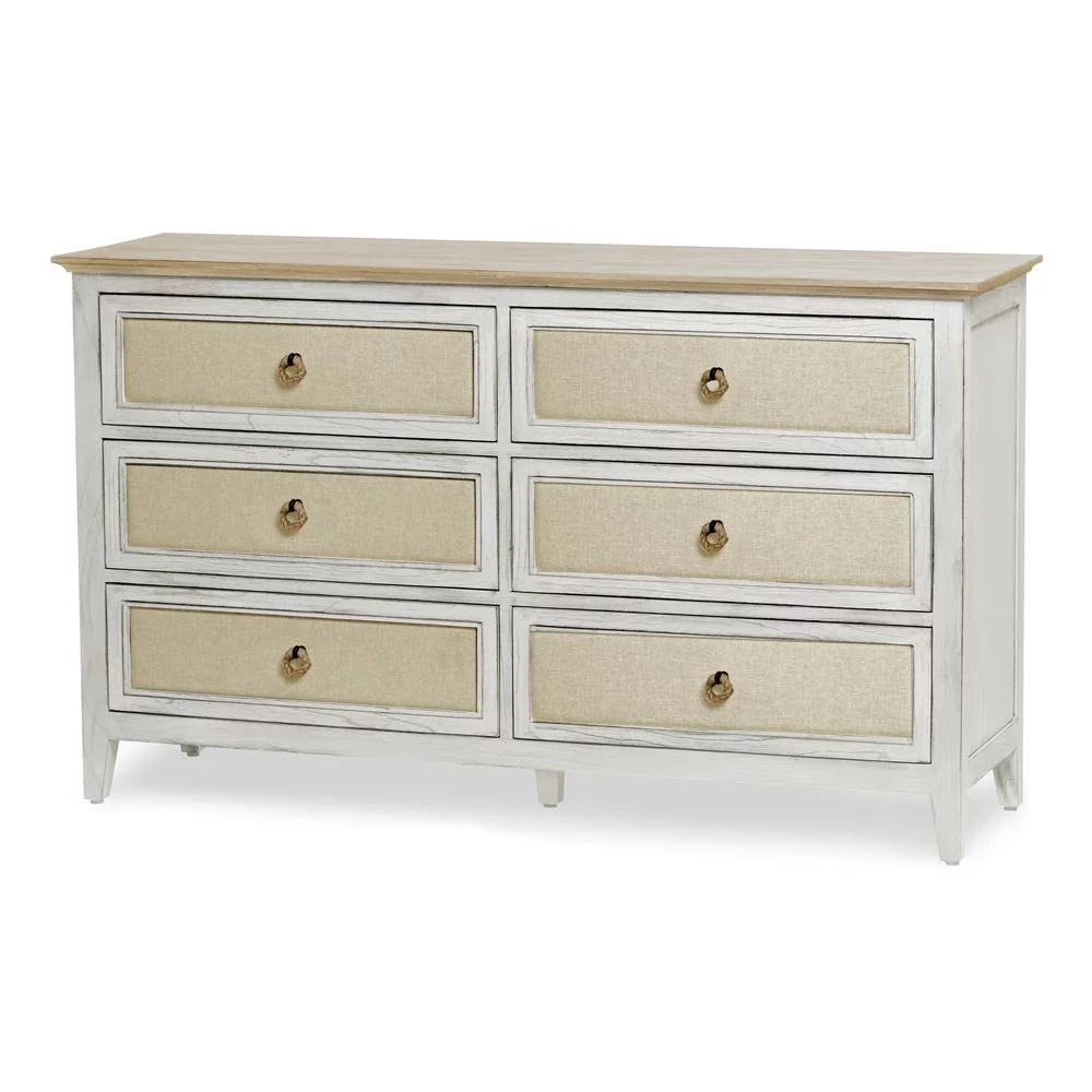 Sea Wind Florida Captiva Island 6-Drawer Wood Dresser in White/Light Brown