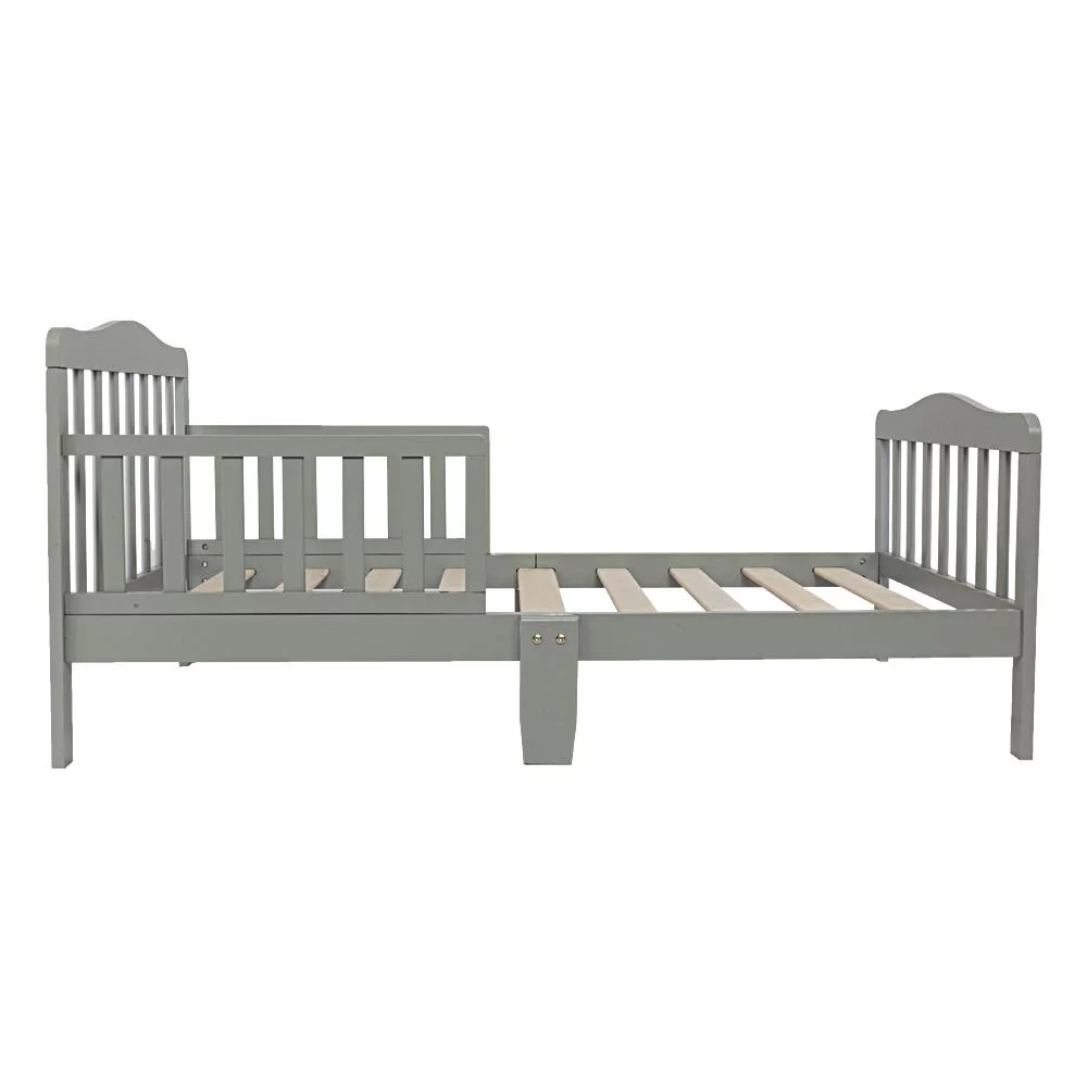 UBesGoo Toddler & Kids Bed Wood Bed Frame w/Two Side Guardrails Bedroom Furniture Gray