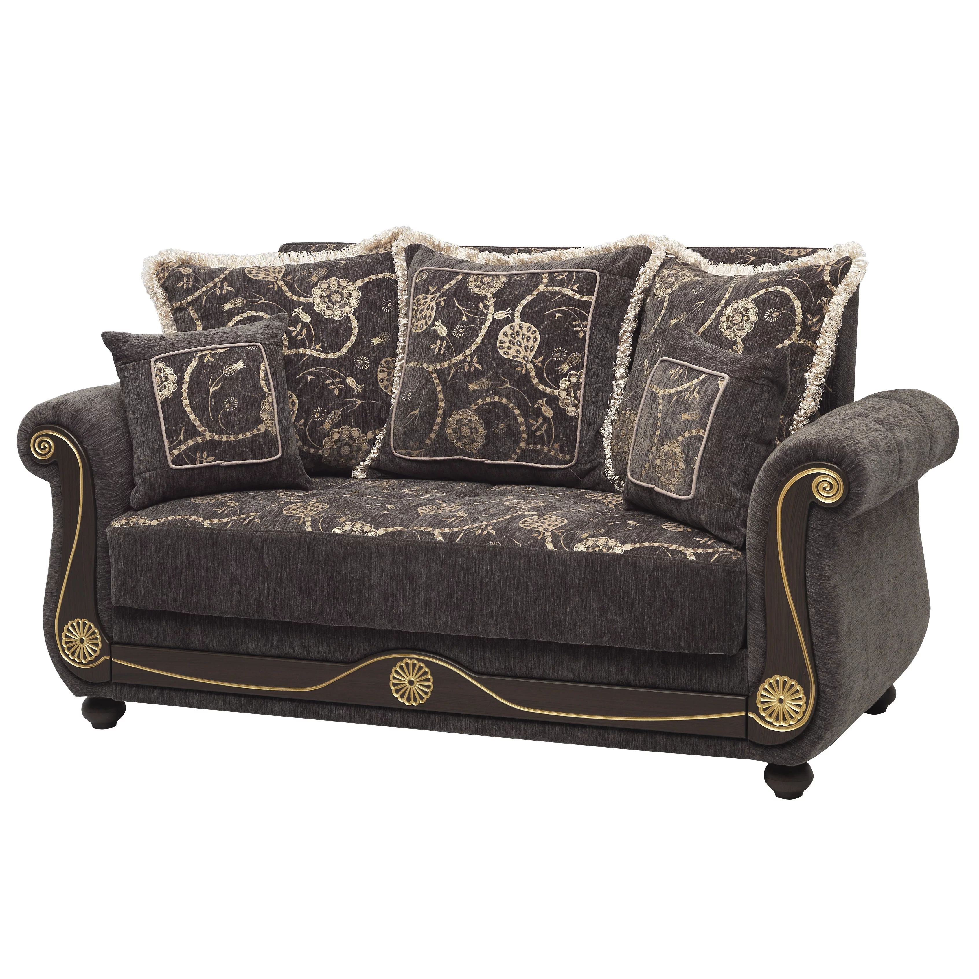 Ottomanson Patriot Sleeper Loveseat, Gray Chenille