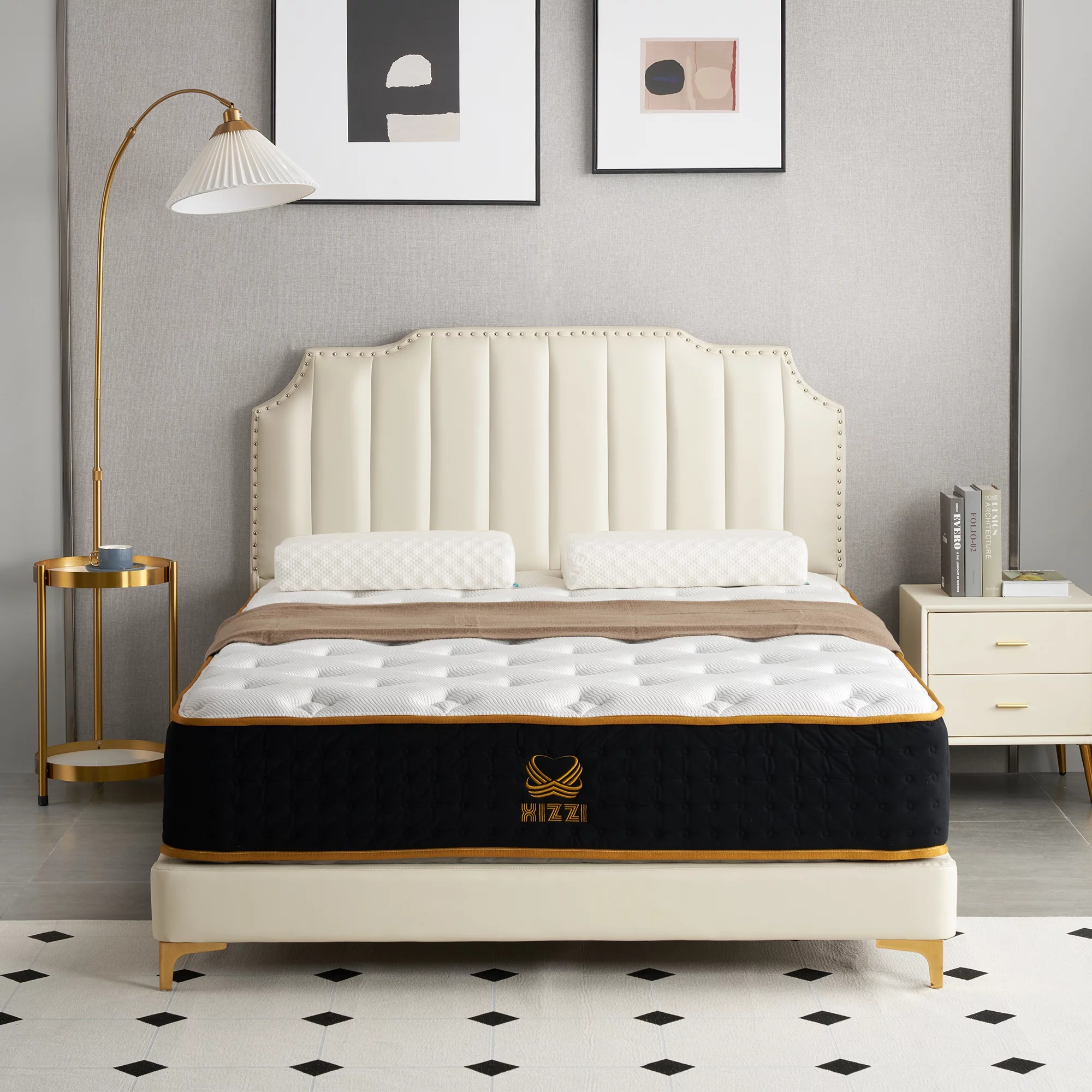 Xizz King 12 Inch Hybrid Mattress in a Box Medium-Firm Mattress with Cooling Gel Memory Foam for Pressure Relief