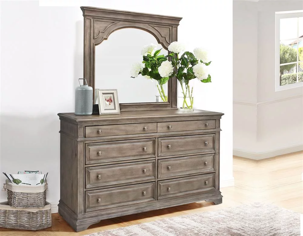 Highland Park Dresser with Mirror in Driftwood