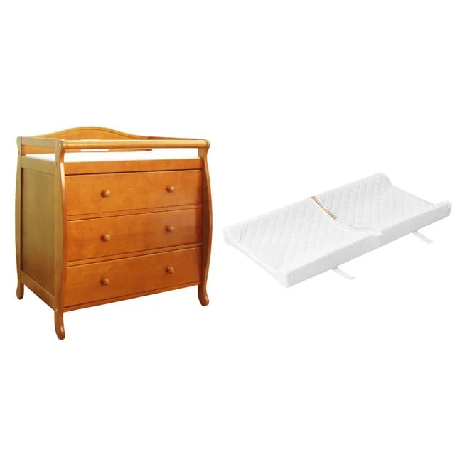 3358O-554 Grace 3-Drawer Changing Table with Contoured Changing Pad, Oak