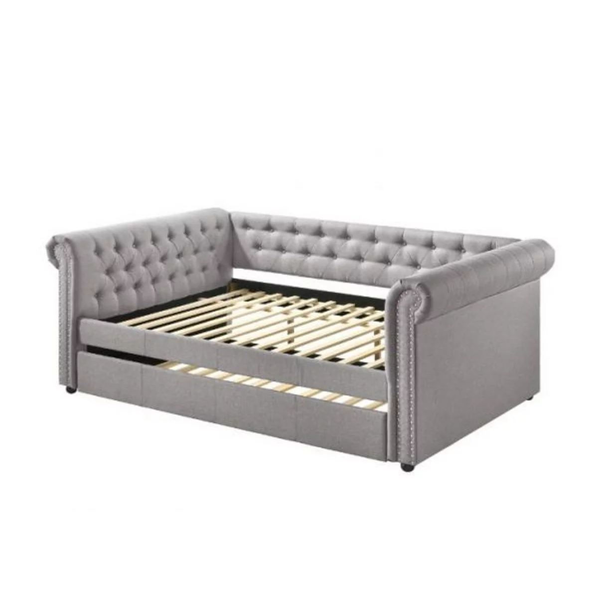 Full Daybed with Chesterfield Style and Button Tufting, Gray