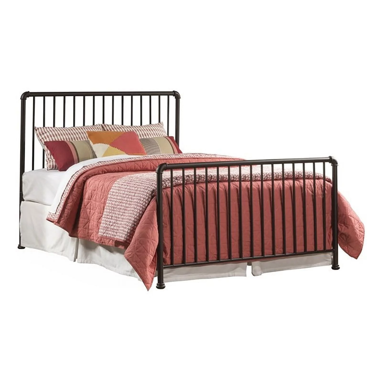 Bowery Hill Industrial Steel Metal Queen Bed Set in Oiled Bronze
