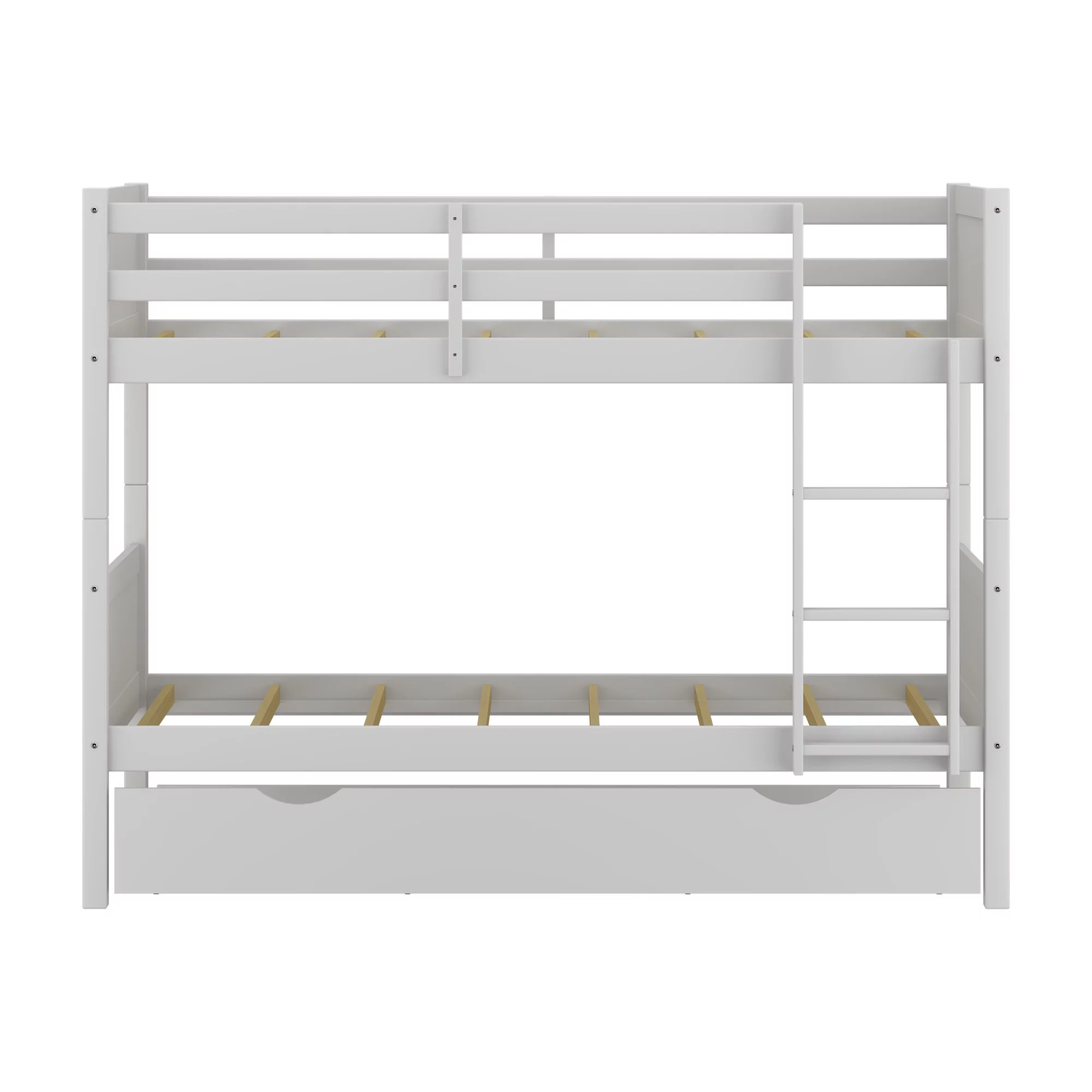 Rae Wood Twin Over Twin Bunk Bed with Trundle, White, by Hillsdale Living Essentials
