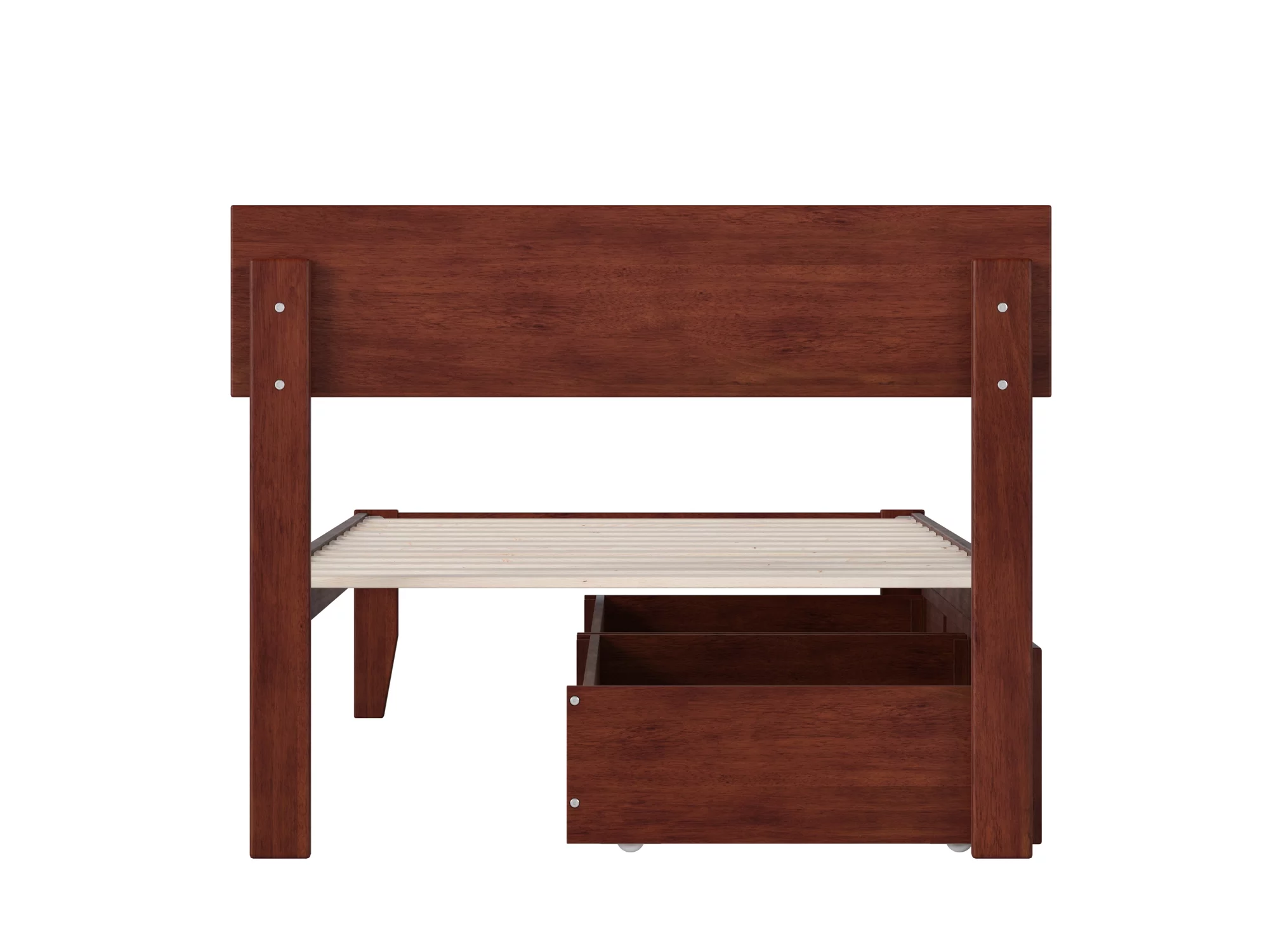 Boston Twin Bed with 2 Drawers in Walnut