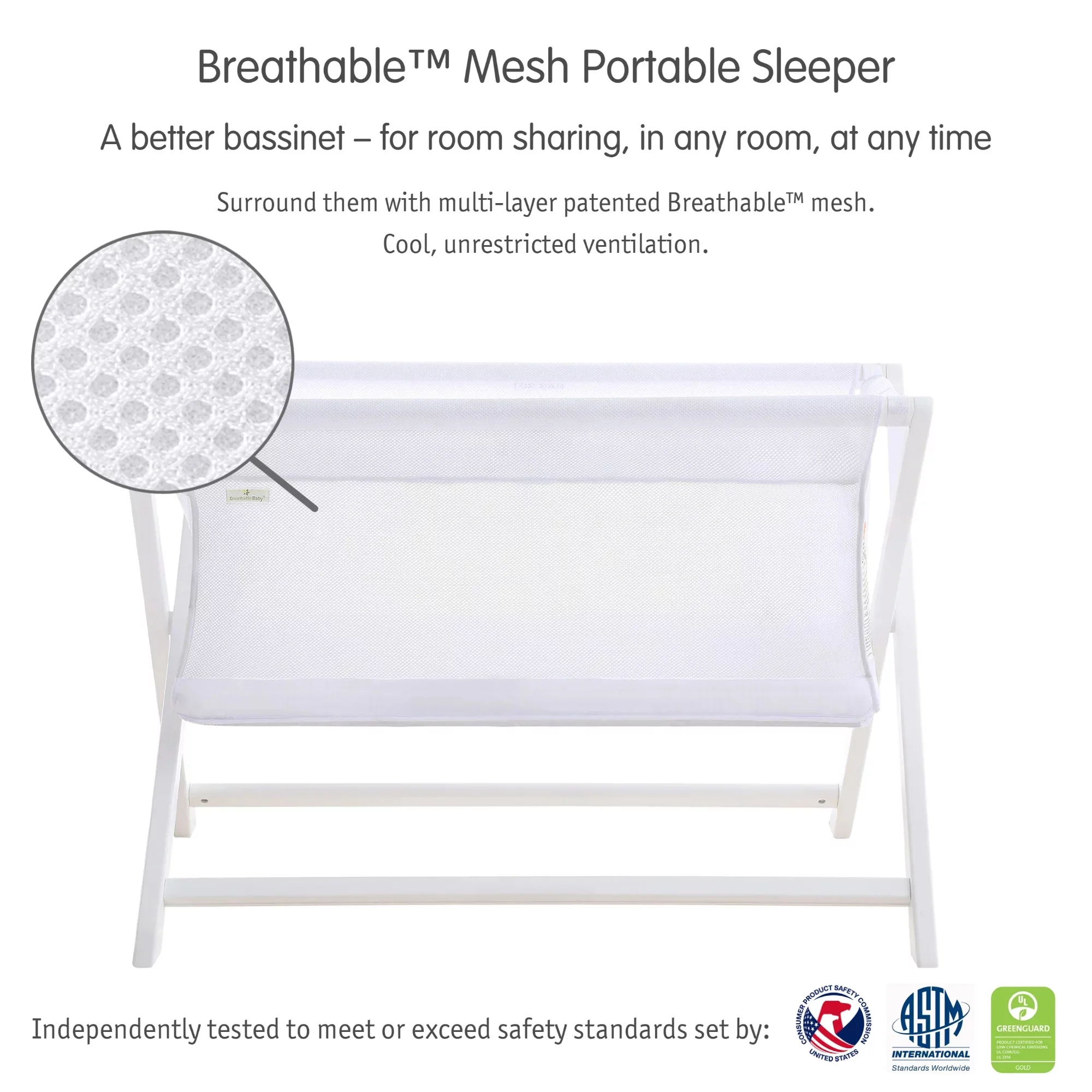 BreathableBaby Breathable Mesh Portable Sleeper – White