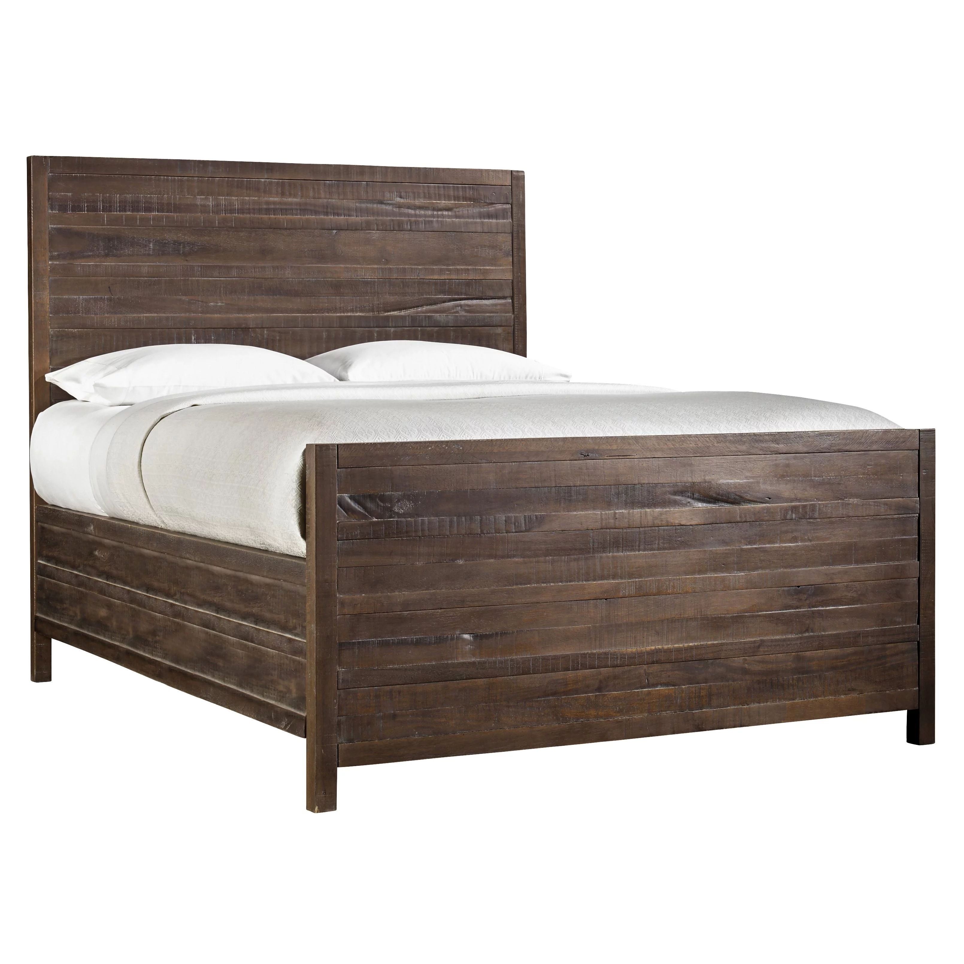 Tempton Rustic Country E King Platform Bed in Coffee Brown