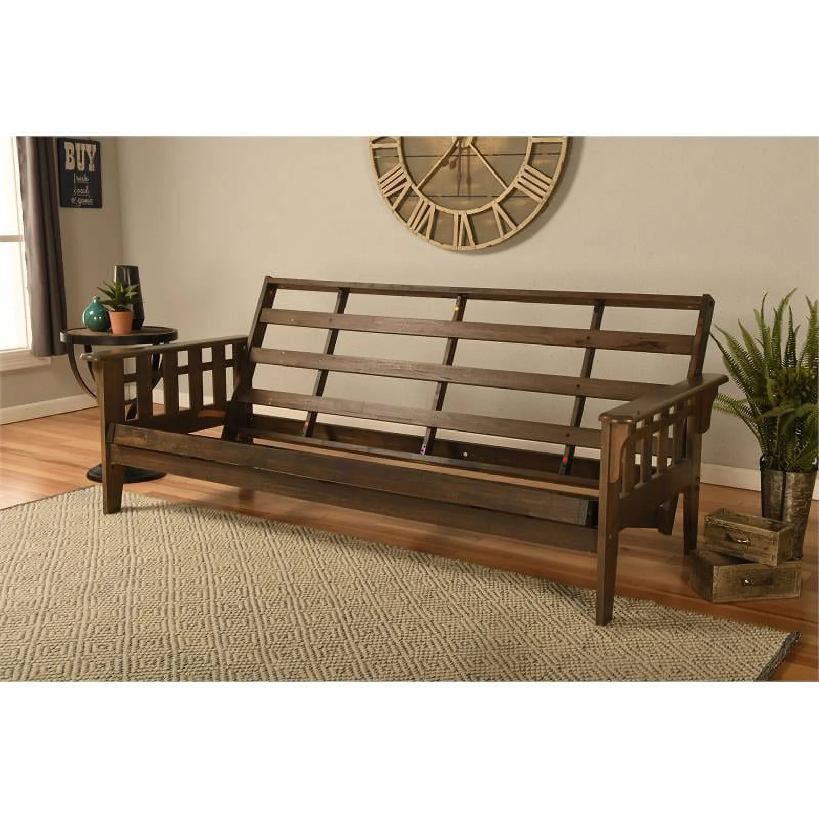 Kodiak Furniture Tucson Wood Futon Frame in Rustic Walnut Brown
