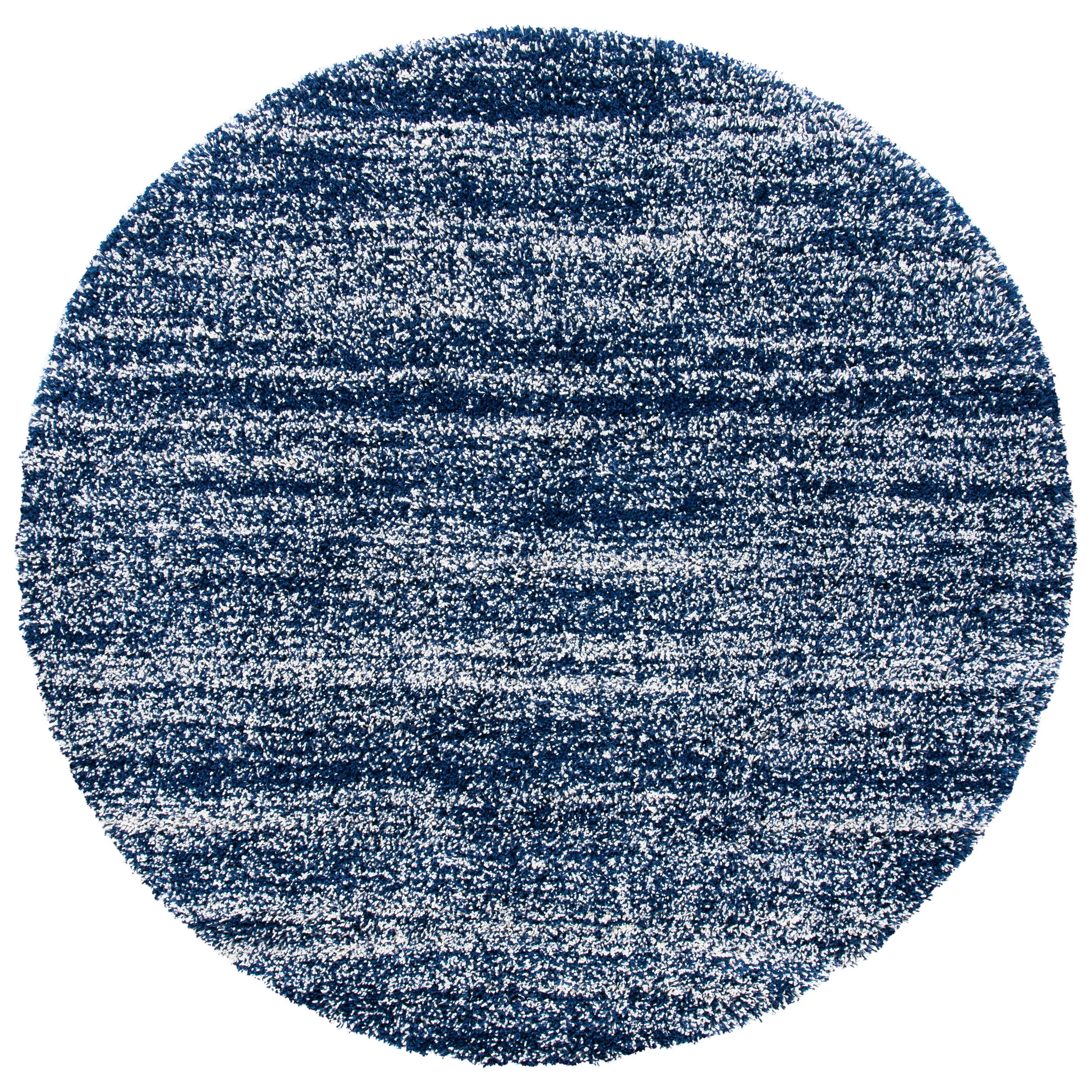 Safavieh Hudson Shag Justine Modern 2-inch Thick Rug Navy/Ivory 4' Round 4' Round Indoor Living Room, Bedroom, Dining Room Round