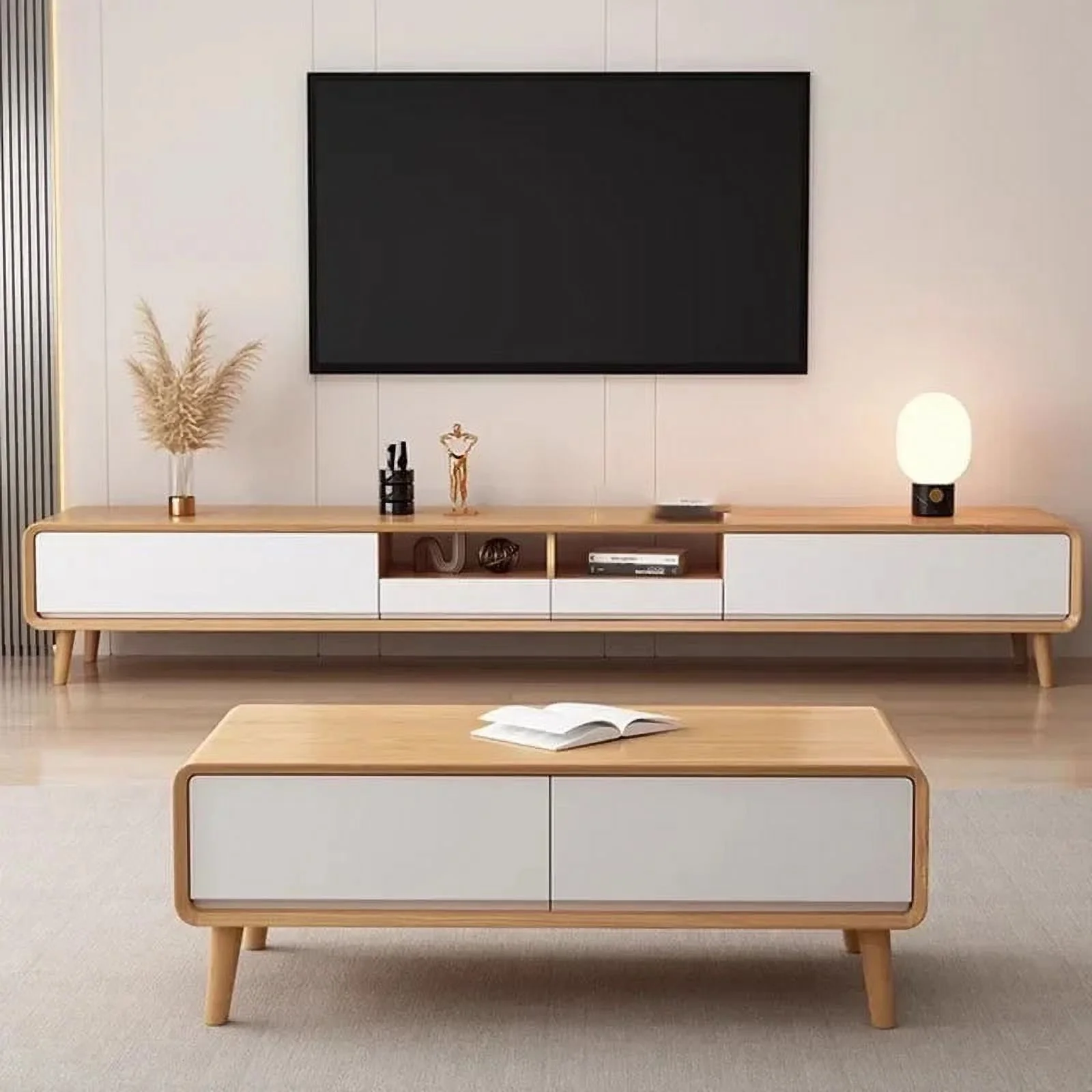 Lowboard Retro Tv Table Mobile Mount Rack Console Cabinet Tv Stand White Living Room Bench Suporte Para Tv Living Room Furniture