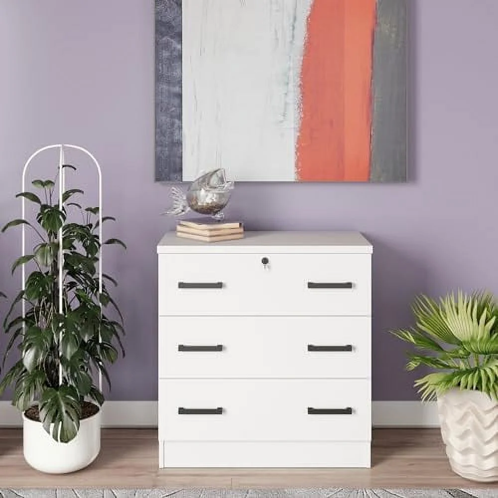 RUNFAYBIU Woodpeckers And Mattress Cindy Wooden 3 Drawer Chest Bedroom Dresser (White)