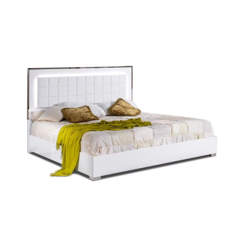 Alice Premium 3-Piece Bedroom Set, White High Gloss, Queen Size